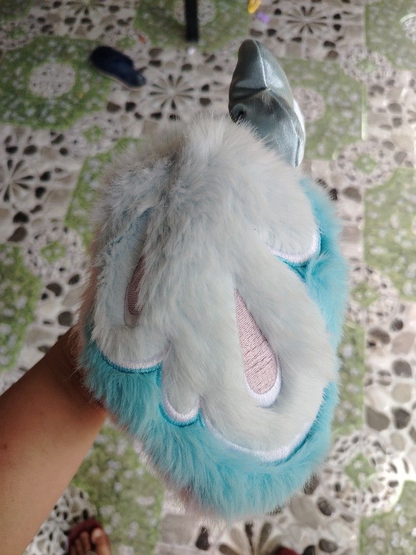 Art Doll with Bunny Outfit (Category: Plushies & Soft Toys) located in Tayasan. Submitted by _raceprettyconcept (Listing ID 1416873491, Image 3). Description: - Art doll in a unique bunny outfit - Soft, fluffy blue and white material - Detailed painted face - Butterfly design accents - Decorative chest piece with butterfly - Visible ears and paws.