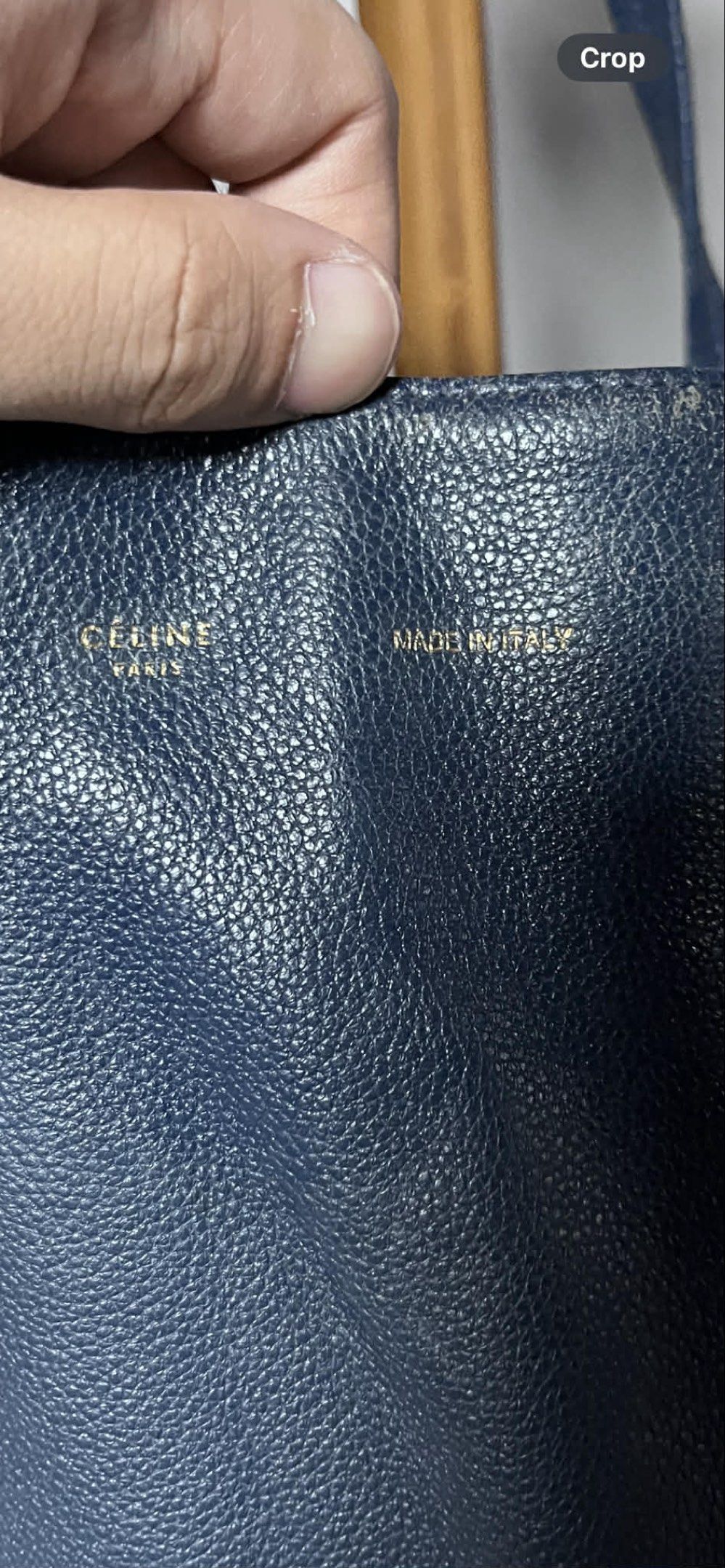 Celine Cabas Phantom Tote Bag (Category: Luxury Bags & Wallets) located in Quezon City. Submitted by carmeladelacruz82 (Listing ID 1416960782, Image 3). Description: - AUTHENTIC Celine Cabas Phantom Tote Bag - Color: Blue - Material: Leather - Condition: No major flaws; the bag is super clean, inside and out. - Issue: There is a small scuff sa taas nung bag but barely noticeable (see last picture) .