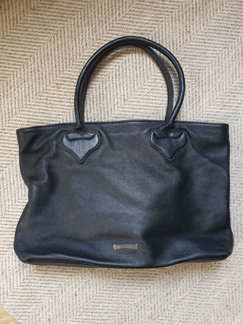 Chrome Hearts Black Leather Tote Bag (Category: Luxury Bags & Wallets) located in Cagayan de Oro. Submitted by real_luxe (Listing ID 1416858807, Image 2). Description: Chrome hearts all leather tote bag Genuine silver hardware.