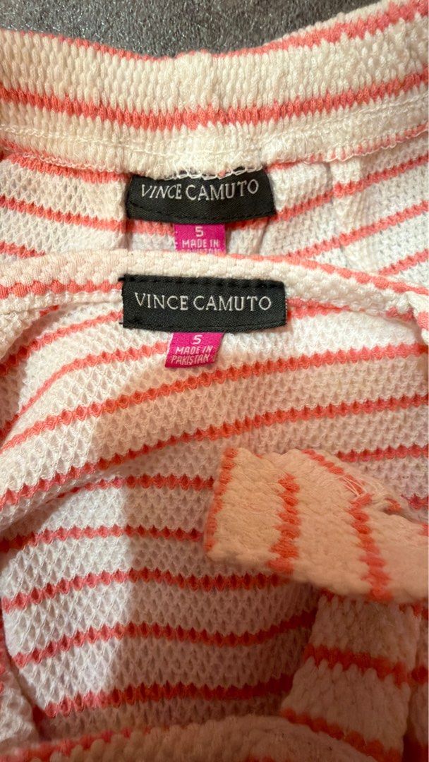 Clothes Terno for Girs (Category: Babies & Kids Fashion) located in Mandaluyong City. Submitted by ramsayscorner (Listing ID 1417015598, Image 3). Description: SAMPLE SALE Brand new without tag Size: Pics for Measurement Brand: Vince Camuto With visible stain, not sure if it’s washable. NOTICE: Items may have a slight stockroom scent from storage. Please inspect the pictures carefully before buying. Any flaws or imperfections should be considered