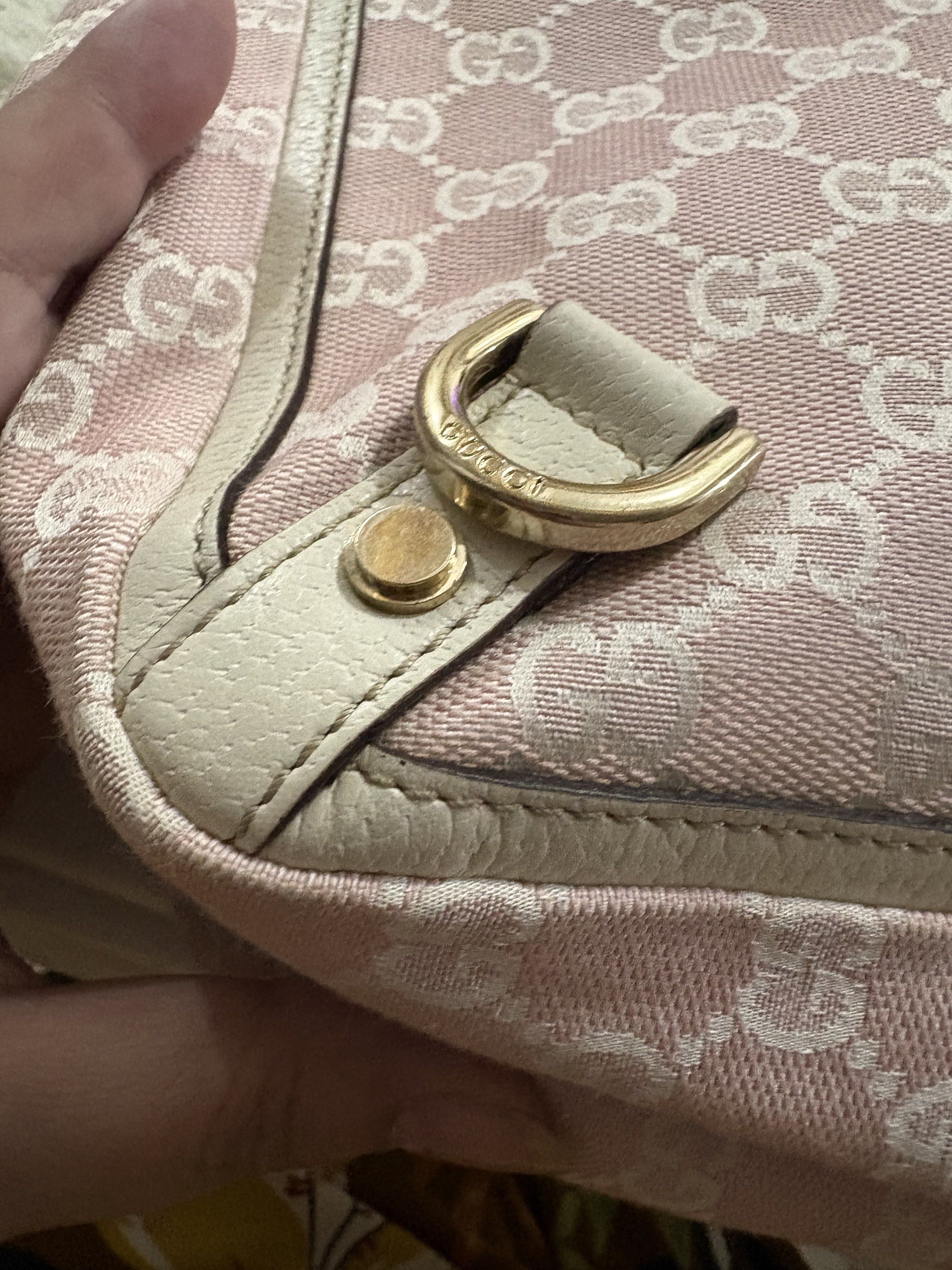Gucci Abbey D-ring tote bag (Category: Luxury Bags & Wallets) located in Paranaque City. Submitted by shopofashopaholic (Listing ID 1417006880, Image 3). Description: Authentic, original Gucci Abbey D-ring tote bag in pink GG canvas and leather trim .