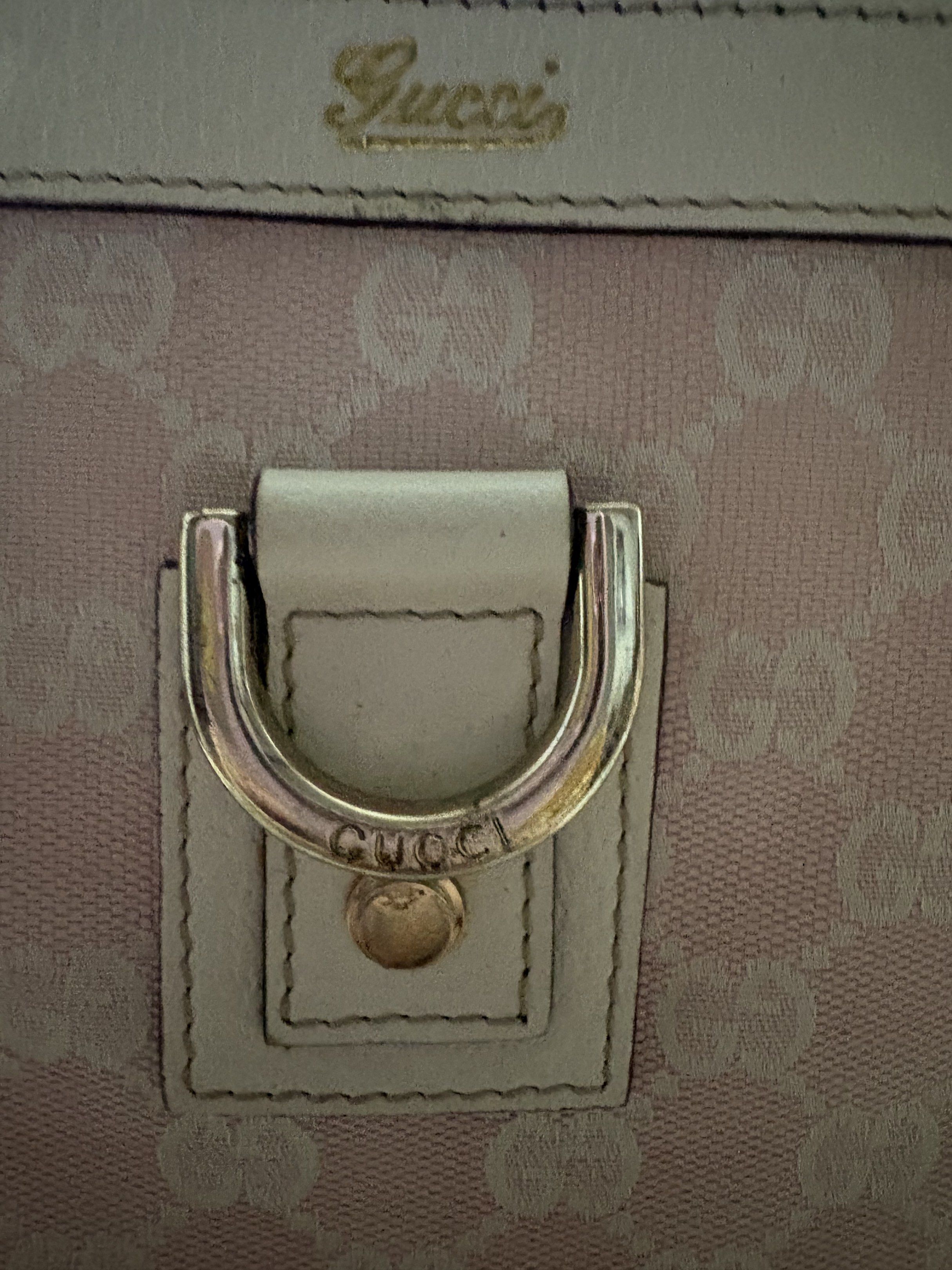 Gucci Abbey D-ring tote bag (Category: Luxury Bags & Wallets) located in Paranaque City. Submitted by shopofashopaholic (Listing ID 1417006880, Image 2). Description: Authentic, original Gucci Abbey D-ring tote bag in pink GG canvas and leather trim .