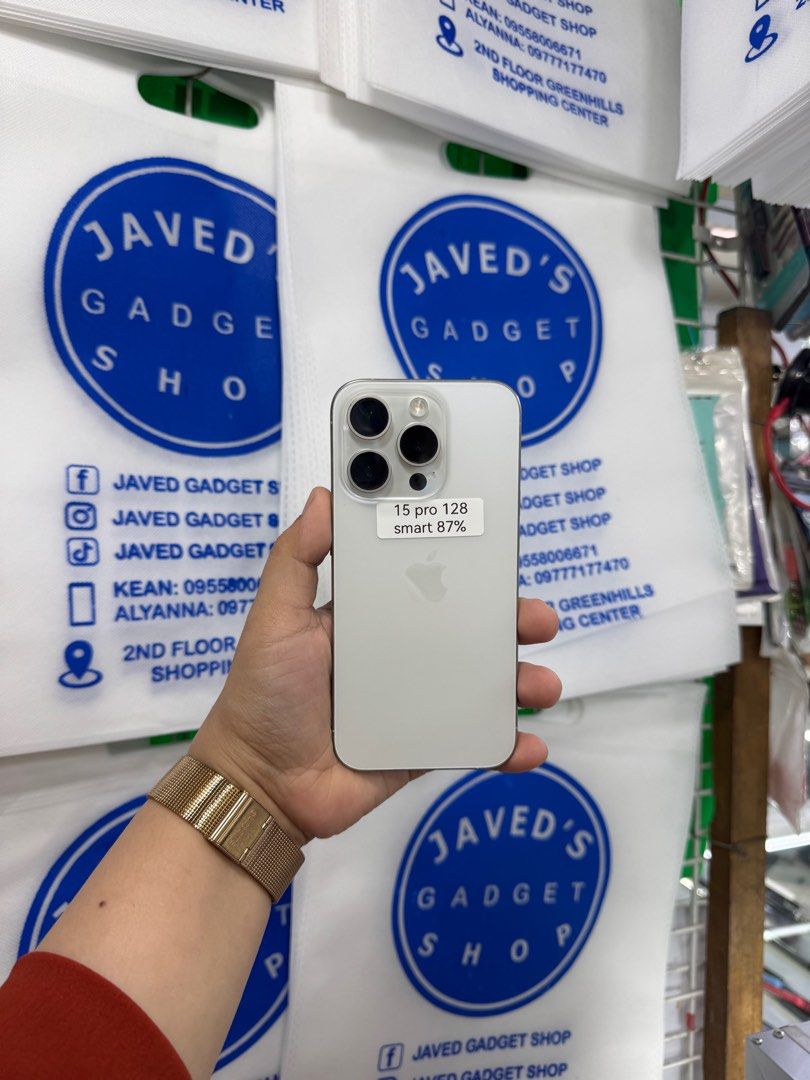 Iphone 15 Pro 128gb 87% batt Smartlocked NTC No issue (Category: iPhone 15 Series) located in San Juan City. Submitted by javedsgadgetshop (Listing ID 1416911853, Image 1). Description: INSTALLMENT OPTIONS : SPAY LATER / GGIVES / CREDIT CARD! WE BUY AND SELL SO PWEDE MAGBINTA OR SWAP ! Quick Specs : 💵 Iphone 15pro •128gb •NTC Variant •87% batt health •Smartlocked •98% Smoothness •No hidden issue | No Repaired •100% Authentic | Not Refurbished •w