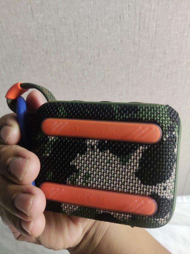 JBL GO 4 (Category: Soundbars, Speakers & Amplifiers) located in Mandaluyong City. Submitted by ramzvszombies143 (Listing ID 1416877795, Image 3). Description: Good day. Selling my JBL GO 4 . *Camouflage design *Looks Brand New and Rarely used *Bought last year November 2025 *Box included *along Metro Manila area (prefer Mandaluyong area) .