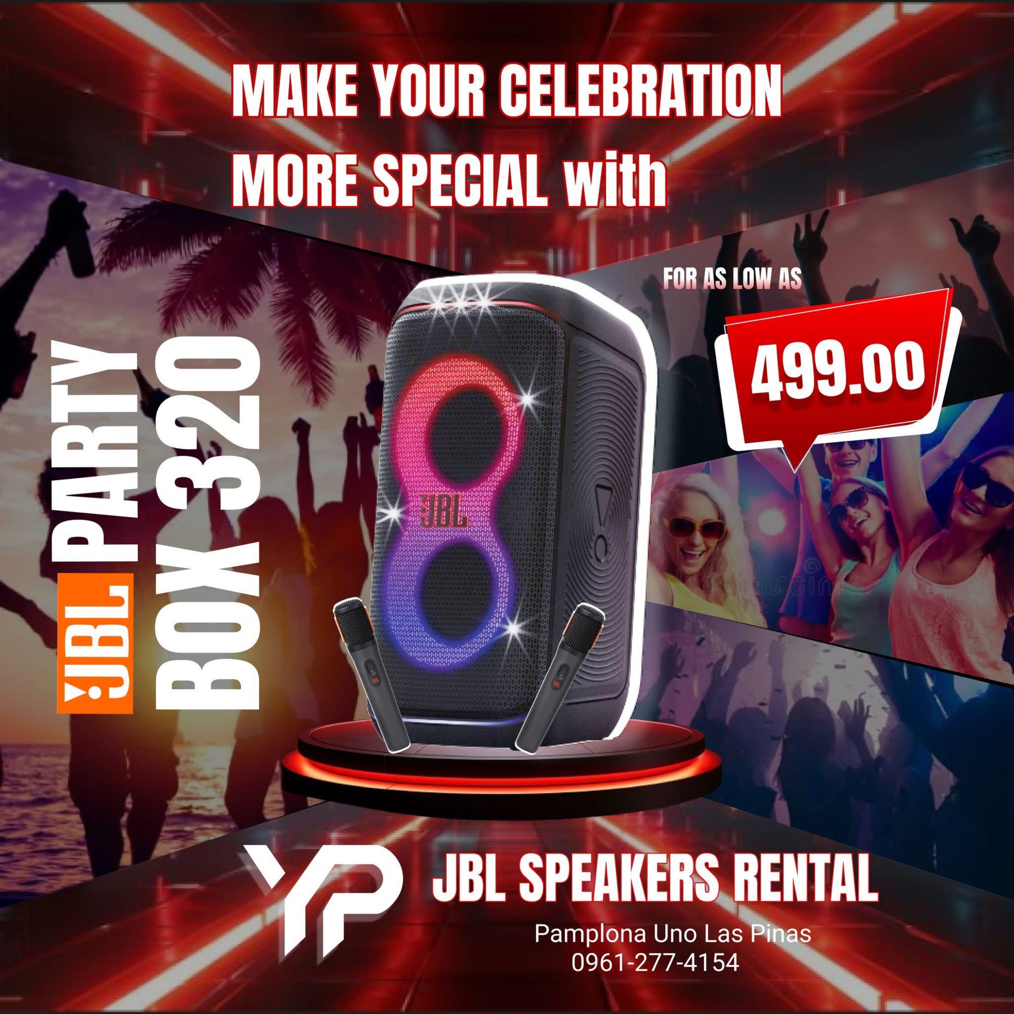 JBL Party Box 320 Speaker Rental (Category: Soundbars, Speakers & Amplifiers) located in General Mariano Alvarez. Submitted by donnabeys (Listing ID 1416981265, Image 1). Description: FOR RENT ONLY! JBL 320 with wireless mic Paliparan 1 to paliparan 3 Dasmarinas only .
