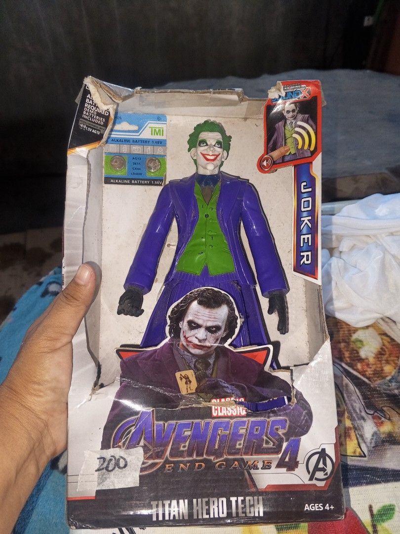 Joker Titan Hero Tech Action Figure (Category: Figurines & Statues) located in Magalang. Submitted by zeiansoria64090 (Listing ID 1416851515, Image 1). Description: - Joker Titan Hero Tech action figure - Features the Joker in his classic outfit - Comes with original packaging - Packaging includes the Avengers Endgame logo - Recommended for ages 4 and up.