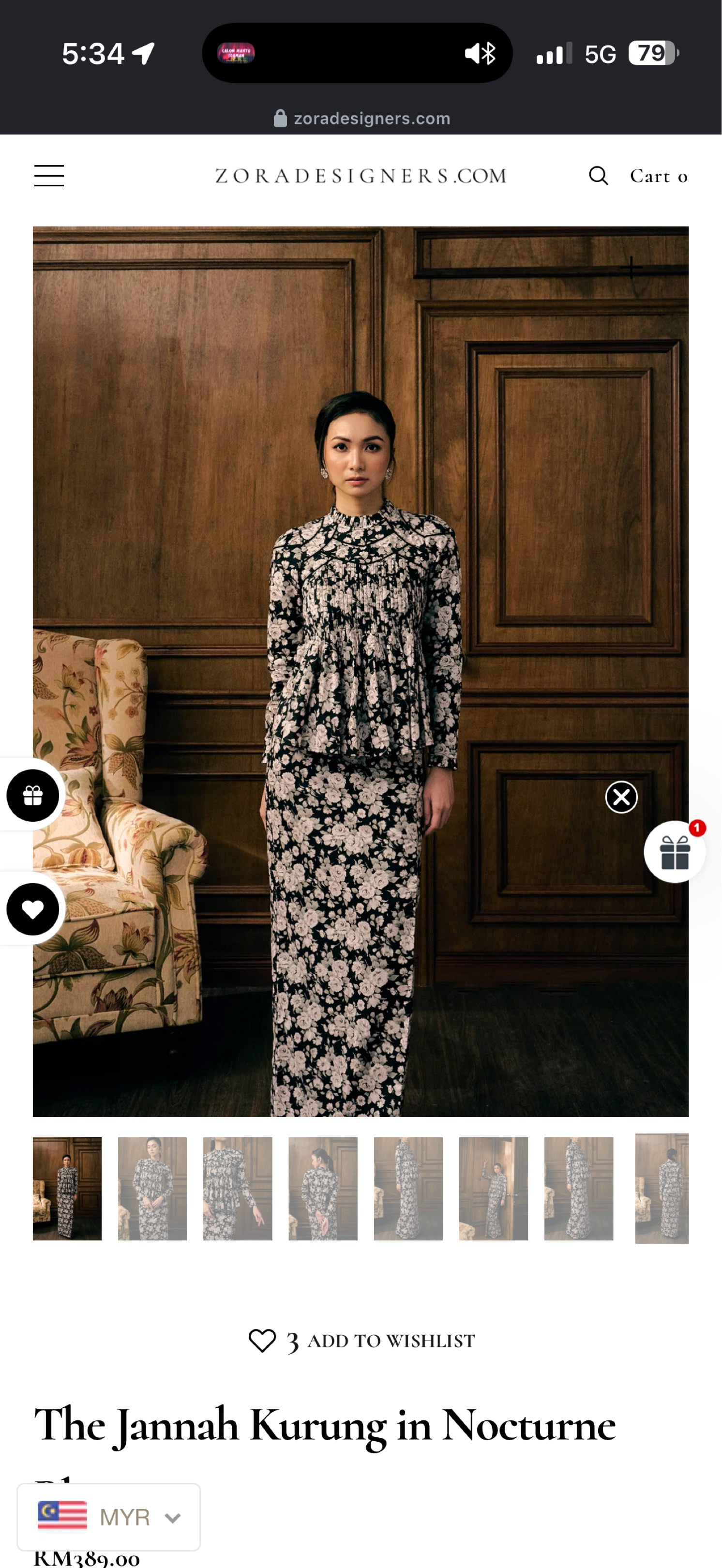 [KL RENT/NO DEPO] ZORA DESIGN JANNAH KURUNG IN NOCTURNE BLOOM SIZE S ...