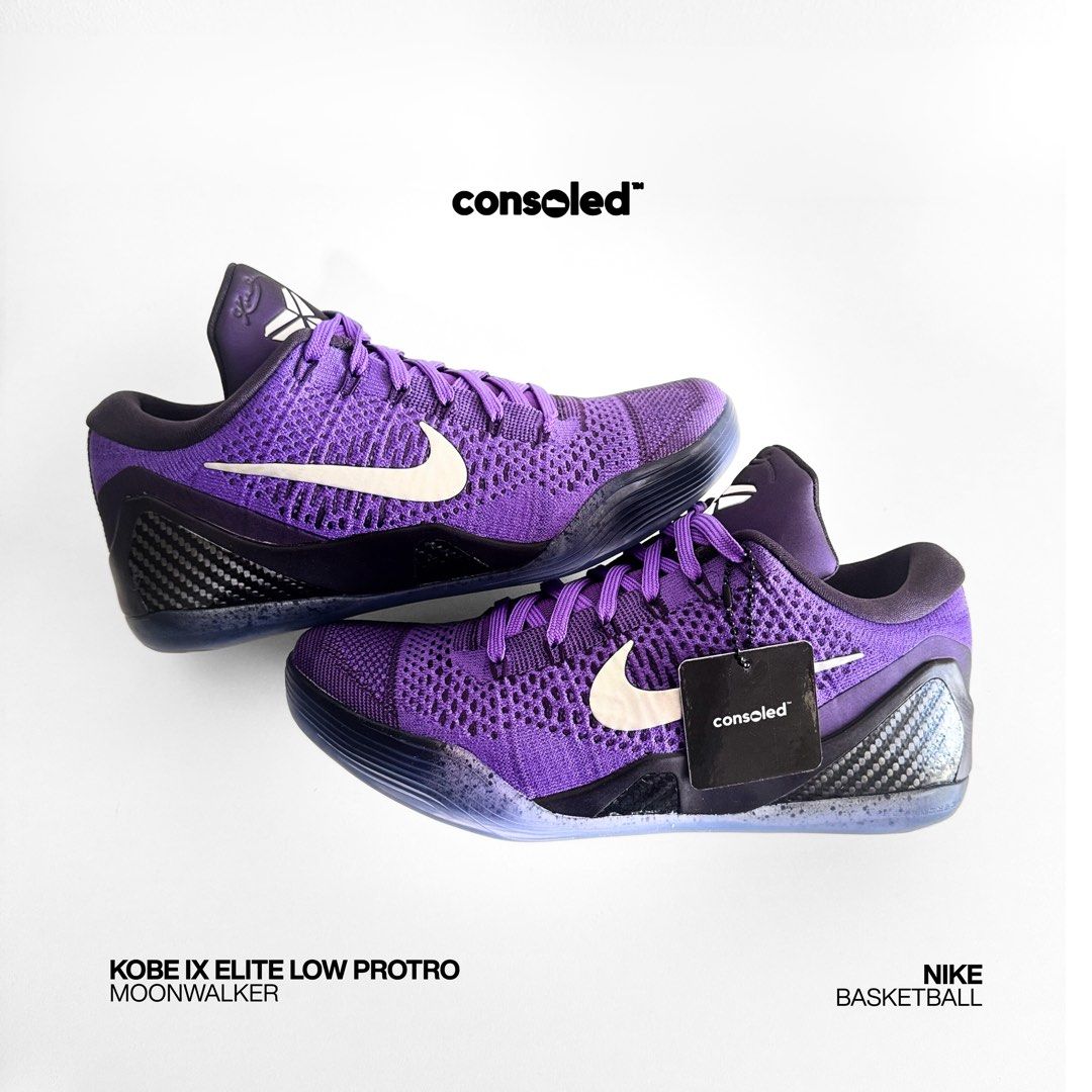 NIKE Kobe 9 Elite Low Protro 'Moonwalker' (US M 9 / 12) (Category: Sneakers) located in Taguig. Submitted by consoledph_ (Listing ID 1417017347, Image 2). Description: FOR SALE Nike Kobe 9 Elite Low Protro 'Moonwalker' Brand New | Onhand | Complete w/ Box US MEN Size 9 - PHP 14,000 US MEN Size 12 - PHP 16,000 Original photos posted. Meet-up or shipping available. Message here on Carousell for inquiries..
