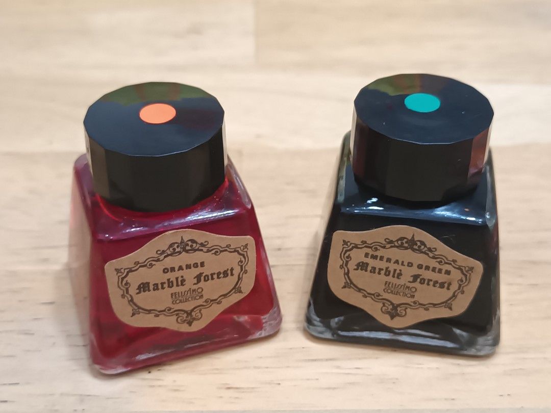 Marble Forest Calligraphy Set (Category: Craft Supplies & Tools) located in Makati City. Submitted by m_brian (Listing ID 1416948344, Image 2). Description: - Orange and Emerald Green inks - 3 Nikko nibs - 1 nib holder - 1 instruction guide.