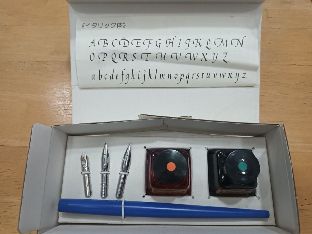Marble Forest Calligraphy Set (Category: Craft Supplies & Tools) located in Makati City. Submitted by m_brian (Listing ID 1416948344, Image 1). Description: - Orange and Emerald Green inks - 3 Nikko nibs - 1 nib holder - 1 instruction guide.
