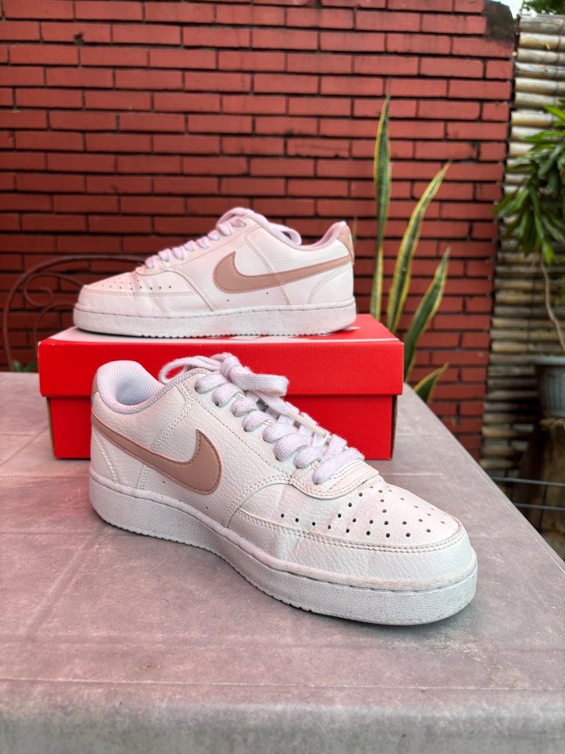 Nike Court Vision Low NN (Category: Sneakers) located in Las Pinas. Submitted by tidyspaces (Listing ID 1416895604, Image 1). Description: Original Nike Court Vision Low White/Pink Size 7.5 womens Minimal creasing No other issue With box Pm me to negotiate Shipping only thru lalamove, no time for meetups due to work. Rfs: Need funds.
