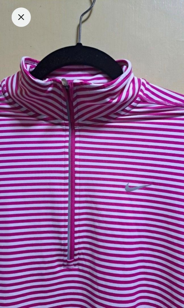 Nike Pro Dri-fit Longsleeves (Category: Activewear) located in Manila. Submitted by thrifter_lifestyle (Listing ID 1416890146, Image 3). Description: Brand: Nike Fully stretchable and sweat absorbent Material as indicated in tag Color: Hot Pink & White Stipes 💕 Perfect for running 🏃‍♀️ Barely worn! rfs: no longer fits, no worn photos..