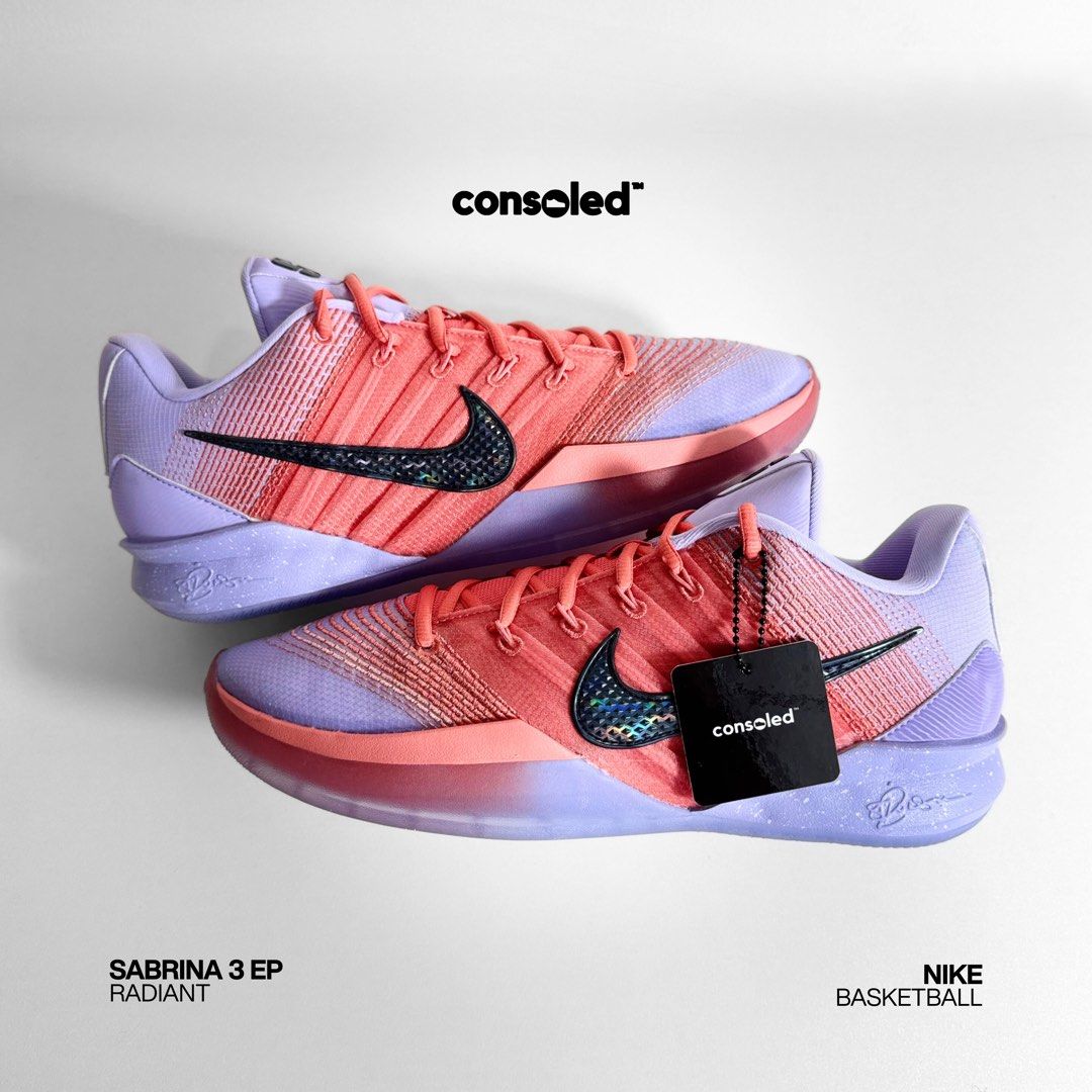 NIKE Sabrina 3 EP 'Radiant' (Category: Sneakers) located in Taguig. Submitted by consoledph_ (Listing ID 1417018883, Image 2). Description: FOR SALE Nike Sabrina 3 EP 'Radiant' US MEN Size 12.5 Brand New | Onhand | Complete w/ Box PHP 4495 Original photos posted. Meet-up or shipping available. Message here on Carousell for inquiries..