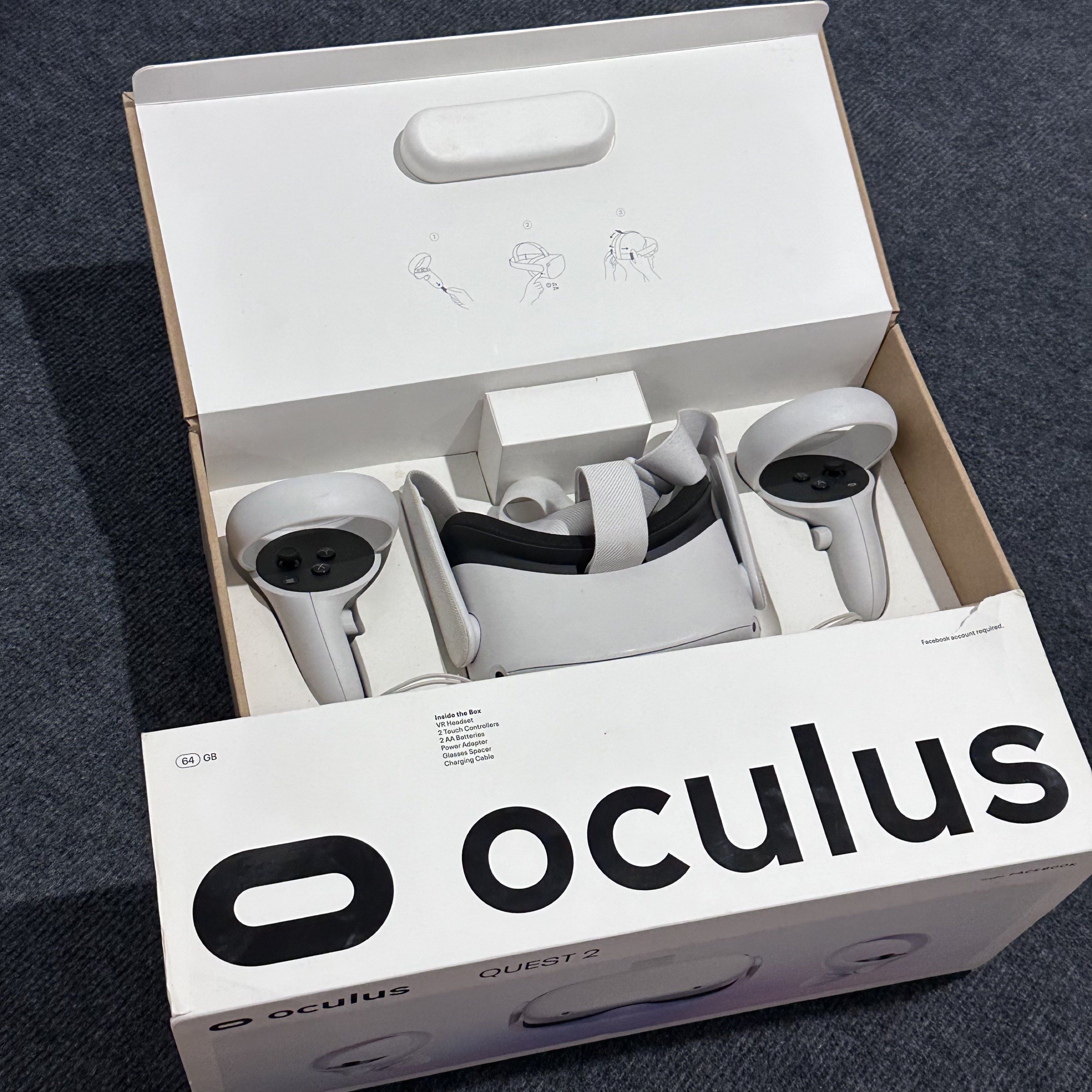 Oculus Quest 2 VR Headset 64GB (Category: Others) located in Taguig. Submitted by nopenotjo (Listing ID 1416972970, Image 3). Description: - Oculus Quest 2 VR headset 64GB - Includes: Headset, two controllers, charging cable, and original box - Color: White .