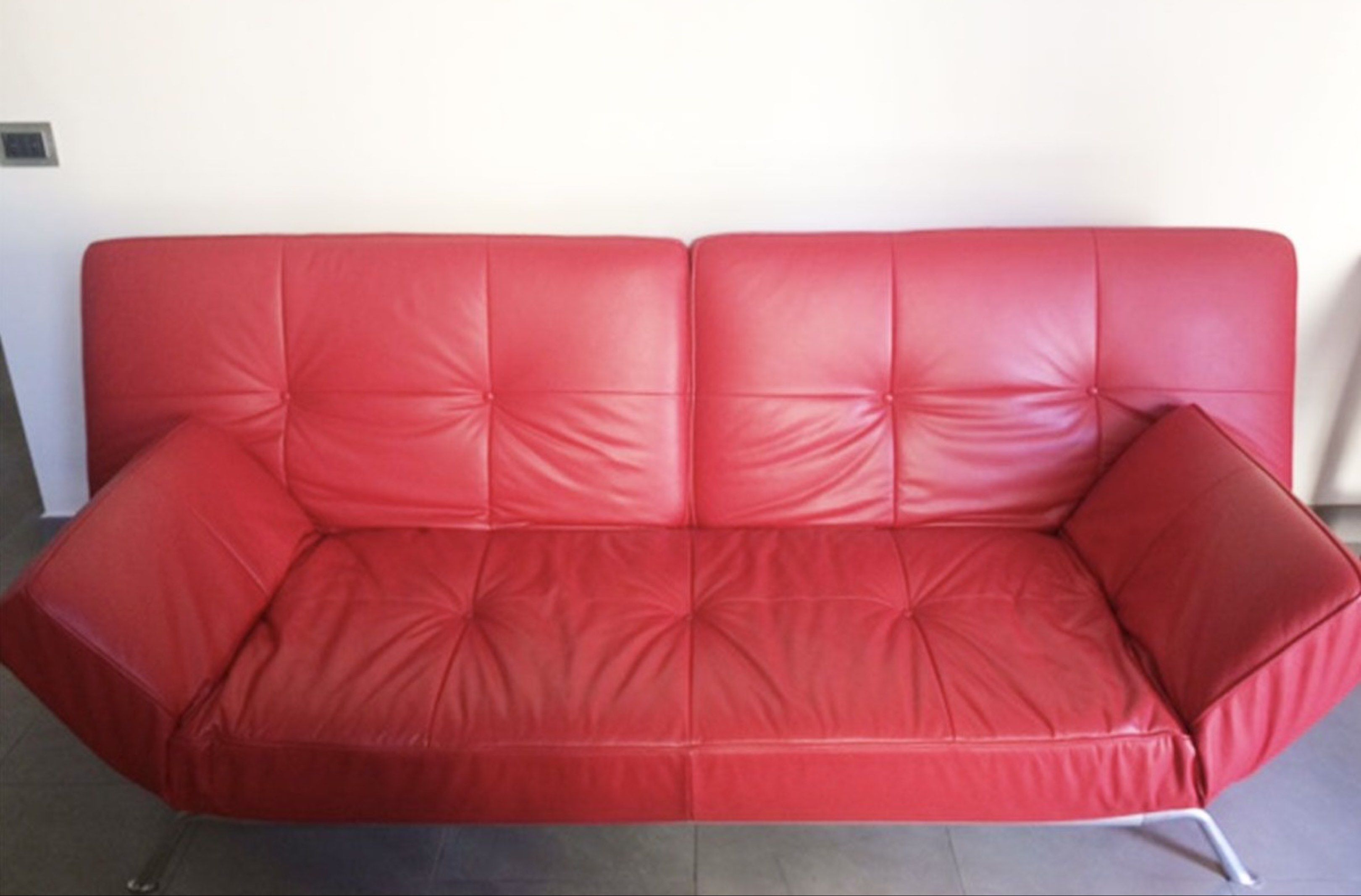 Pascal Mourgue Smala Adjustable Daybed Sofa – Red Leather by Ligne Roset (Category: Sofas) located in Manila. Submitted by babyjayrudy (Listing ID 1416882356, Image 2). Description: Pascal Mourgue Smala Adjustable Daybed Sofa by Ligne Roset. Stunning red leather upholstery with sleek, modern design. Adjustable from sofa to daybed for versatile lounging. Made in France, excellent condition, minimal wear. A stylish, functional addition to any space