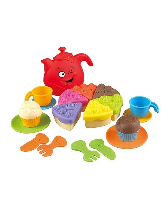 PlayGo Soft Toy Tea Set (Category: Kids Toys) located in Tuguegarao City. Submitted by annelimitedshop (Listing ID 1416969792, Image 3). Description: -PLAYGO SOFT TOY 27-piece toy tea set - Includes: red teapot, cake slices, cupcakes, cups, saucers, and utensils - Comes in a clear plastic container for easy storage - Perfect for imaginative play and tea parties - Features vibrant colors and fun designs Not breakable. excellent quality ang ginamit