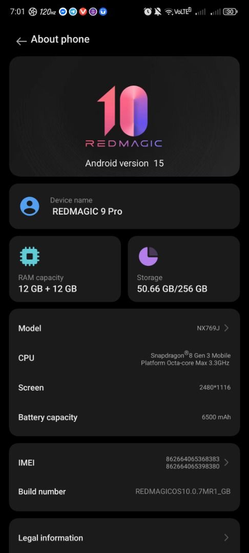 Redmagic 9 5G (Category: Android Others) located in Ligao. Submitted by navijo8710926 (Listing ID 1416841573, Image 2). Description: RUSHH 25K NALANG IF KUKUNIN NEED FUNDS REDMAGIC 9 5G (12GB/256GB) Qualcomm Snapdragon 8 Gen 3 (3.3Ghz) 6.8” AMOLED 1B Colors display 6500mah battery matagal parin malowbat 120Hz Refresh Rate Pressure sensitive zones 520Hz touch-sensing Built-in cooling fan Aviation aluminum middle frame Corning Gorilla Glass 5 ICE 1