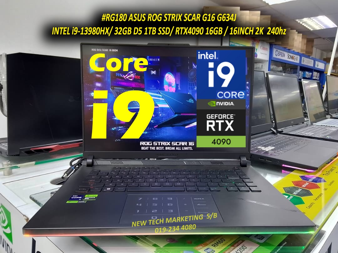#RG180 USED ASUS ROG Gaming Laptop STRIX SCAR G16 G634J INTEL I9 ...