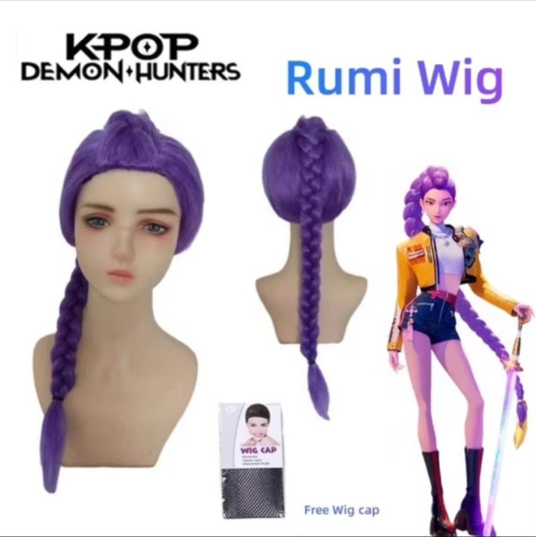 Rumi Cosplay Wig with Braids Huntrix Rumi, Hobbies & Toys, Memorabilia ...