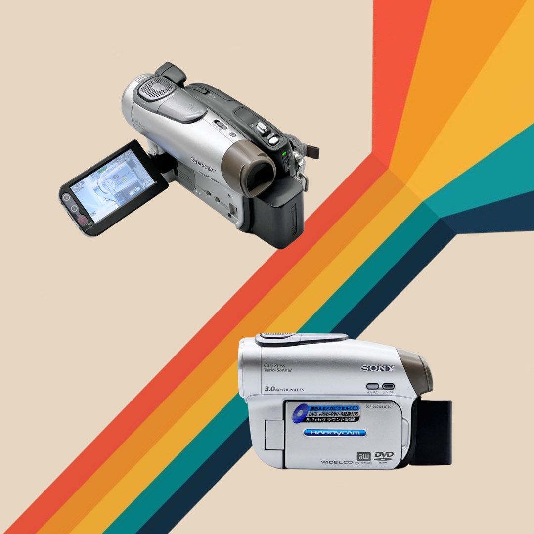 SONY DCR DVD-403 (Category: Video Cameras) located in Makati City. Submitted by maka-luma (Listing ID 1416953971, Image 2). Description: FULLY WORKING ✔️ Record ✔️ Fast Servo Zoom ✔️ Night Vision ✔️ Rewind ✔️ Pause/Stop ✔️ Fast forward ✔️ Color Viewfinder ✔️ Color LCD ✔️ Program AE ✔️ Disc eject ✔️ Picture flash ✔️ Diverse settings ₱7999 READY TO USE! 📹📼🔋Inclusions: Camera unit, Sony camera shoulder strap, Sony hand strap, Sony info-lithium M 