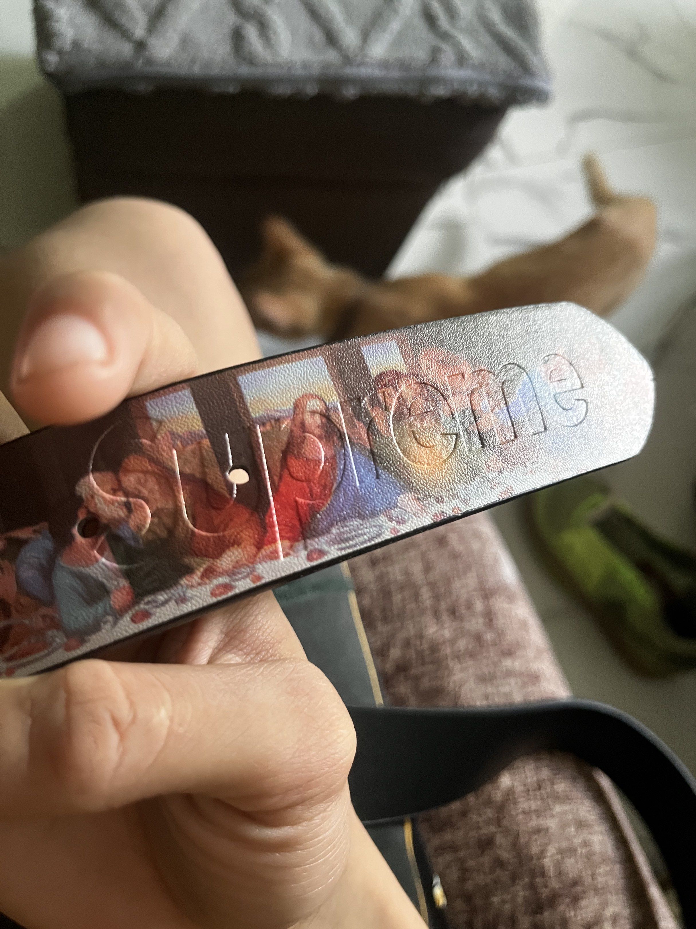 Supreme Last Supper belt (Category: Belts) located in Calamba. Submitted by itskyetoo (Listing ID 1416908424, Image 3). Description: A one of one supreme leather belt “Last Supper Belt” Quality ain’t cheap on hand limited stocks sold = pre order 7-14 days ETA 799 only!!.