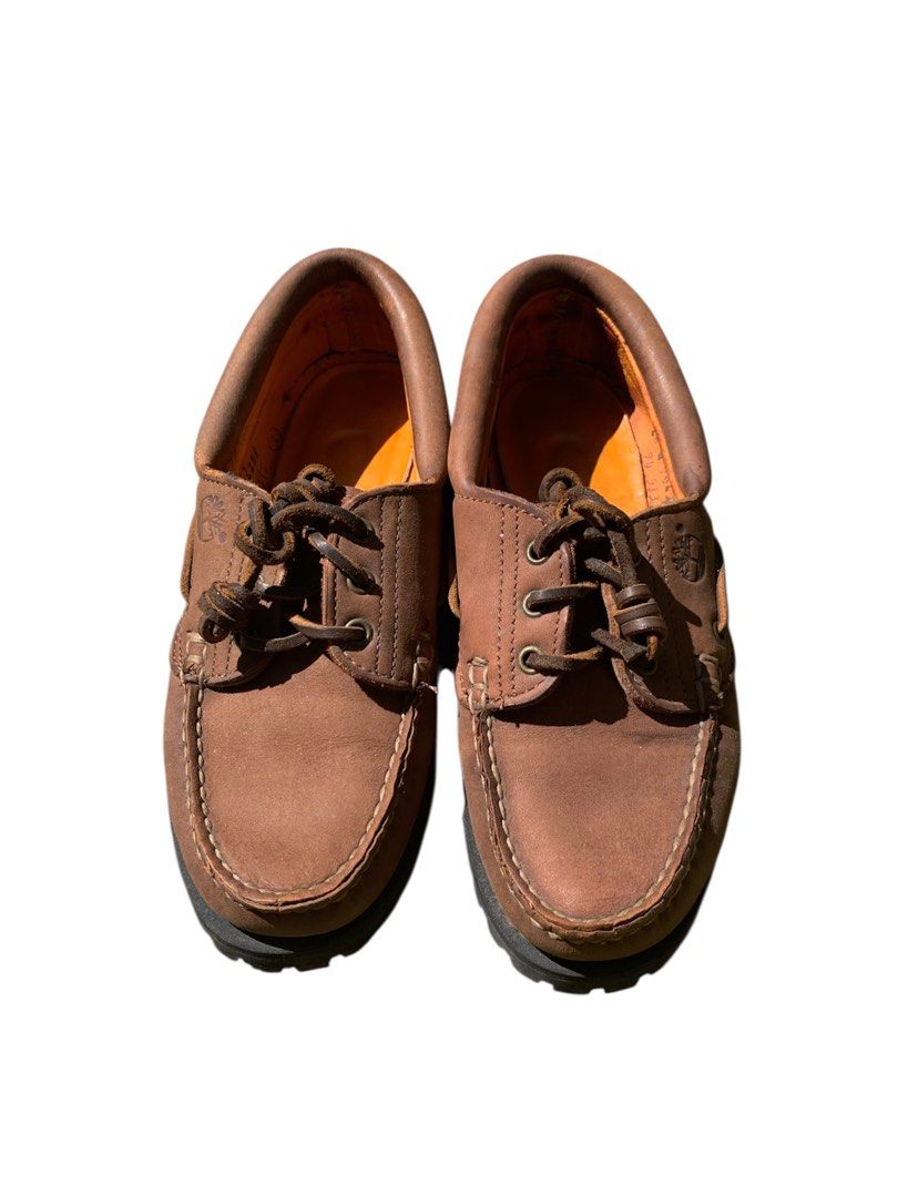 Timberland Leather Boat Shoes (Category: Loafers) located in Buhi. Submitted by sneak_pick (Listing ID 1416668209, Image 3). Description: Timberland Leather Boat Shoes – Brown (Original) Brand: Timberland Type: Boat Shoes / Casual Leather Shoes Color: Brown Material: Genuine Leather Upper Sole: Original Timberland Rubber Outsole (Non-slip) Condition: Pre-owned / Gently used Style: Classic boat shoe design with lace-up closure.