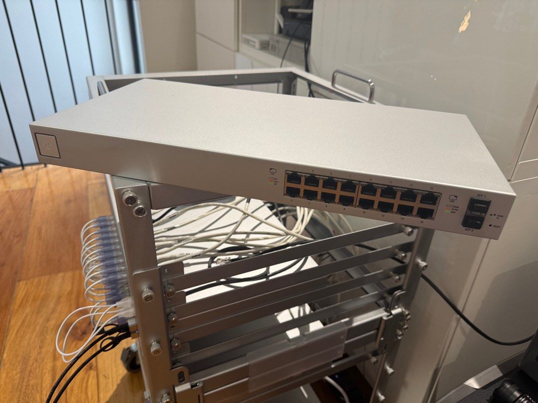 Ubiquiti UniFi Switch 16 150W (Category: Networking) located in Del Monte. Submitted by azw898 (Listing ID 1416947506, Image 1). Description: - Ubiquiti UniFi Switch 16 150W - 16 RJ45 ports - Input: 100-240V ~ 50/60Hz - Dual fans for cooling - Model: US-16-150W rfs: extra nego, as-is, where-is basis.