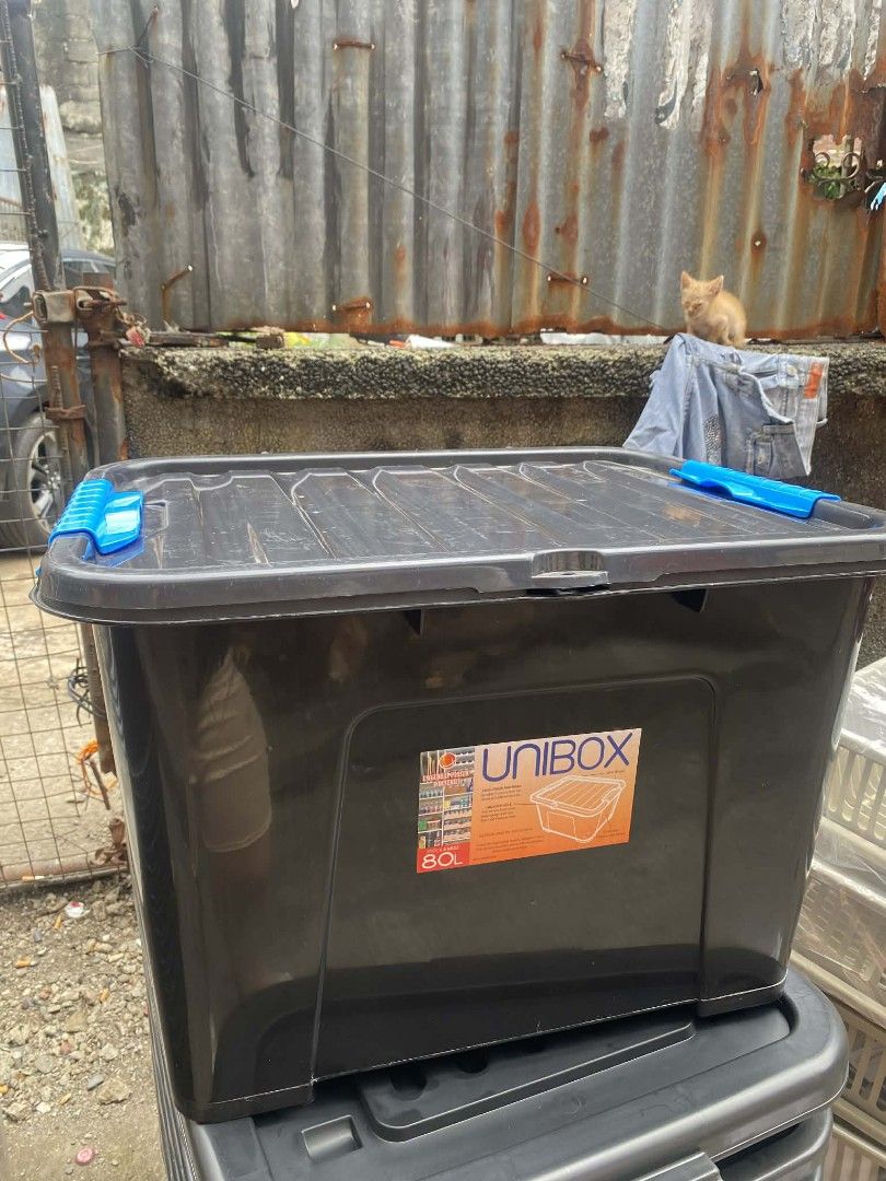 Unibox 80L Storage Box (Category: Storage Boxes & Baskets) located in Caloocan City. Submitted by janeil23452 (Listing ID 1416958614, Image 1). Description: storage box 80L pwede lagyan lock.