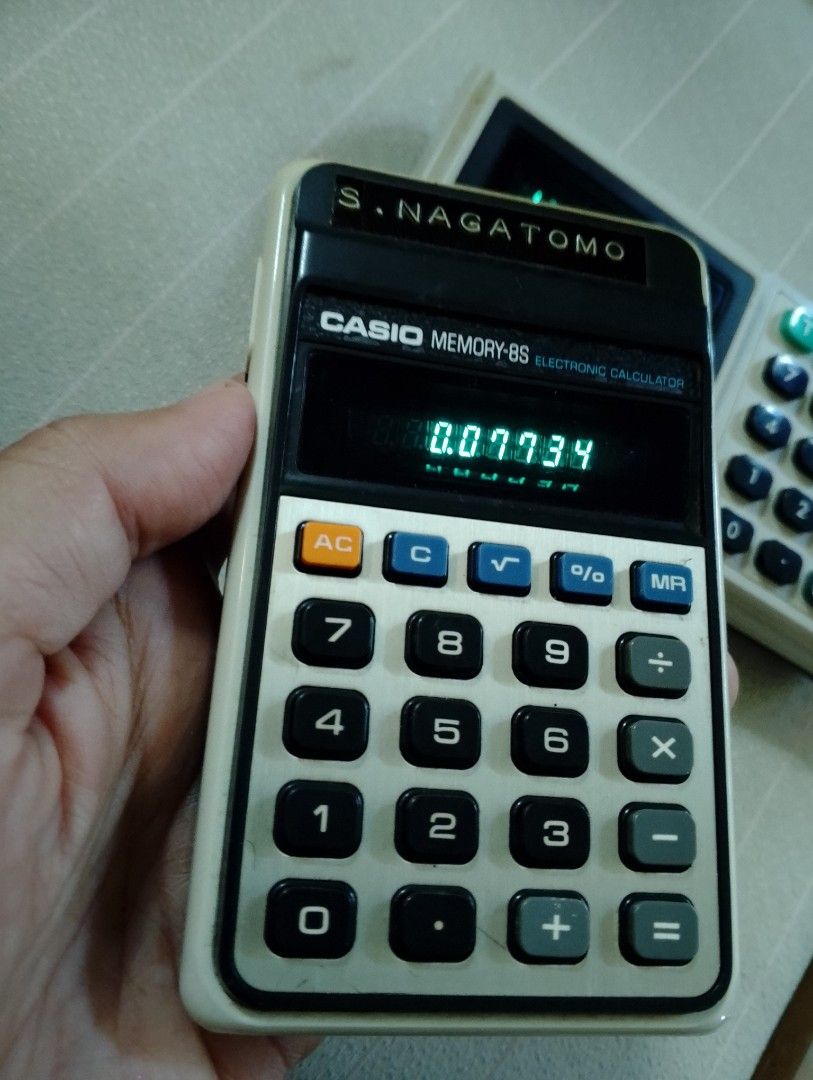 Vintage Casio Electronic Led Calculators (Category: Office & Business Technology) located in Binangonan. Submitted by stufflikedat (Listing ID 1416873540, Image 2). Description: Vintage working Casio Electronic LED 8 digit calculator Memory 8S (vertical) requires 2xAA batteries, batteries not included, in excellent working condition,some signs of usage and scratches but do not affect operation. Will include Casio Biolator electronic calculator, n