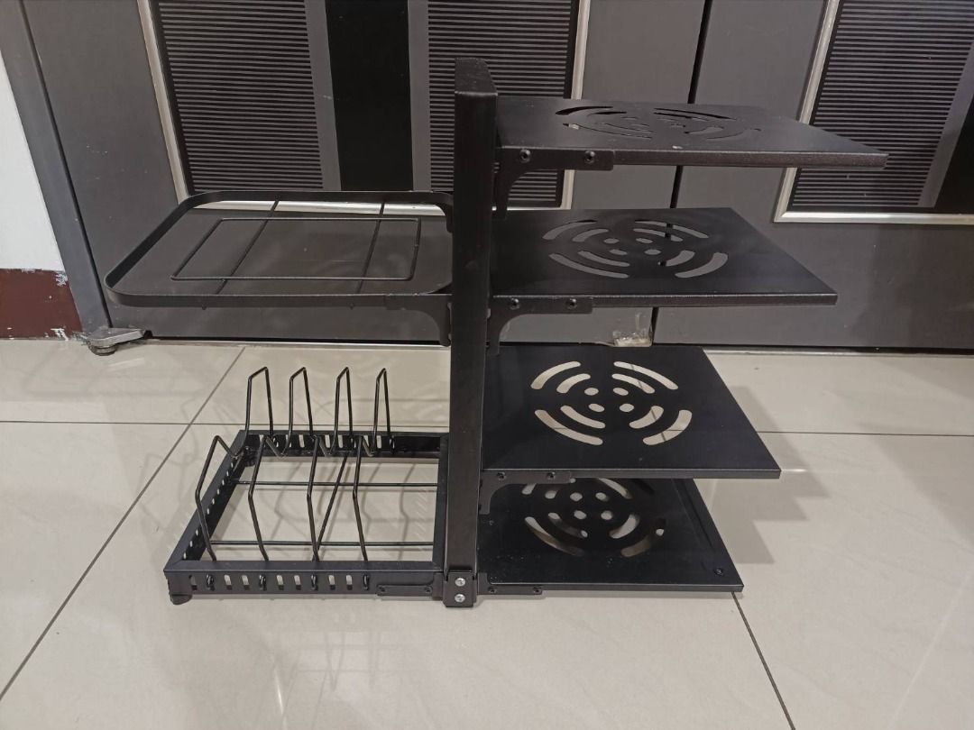 【銓芳家具】 廚房多層鍋架 黑色 鍋蓋架 鍋具收納架 下水槽置物架 轉角收納架 多層鍋架 可調節鍋具收納架 廚房收納架 1150121, 家具 ...