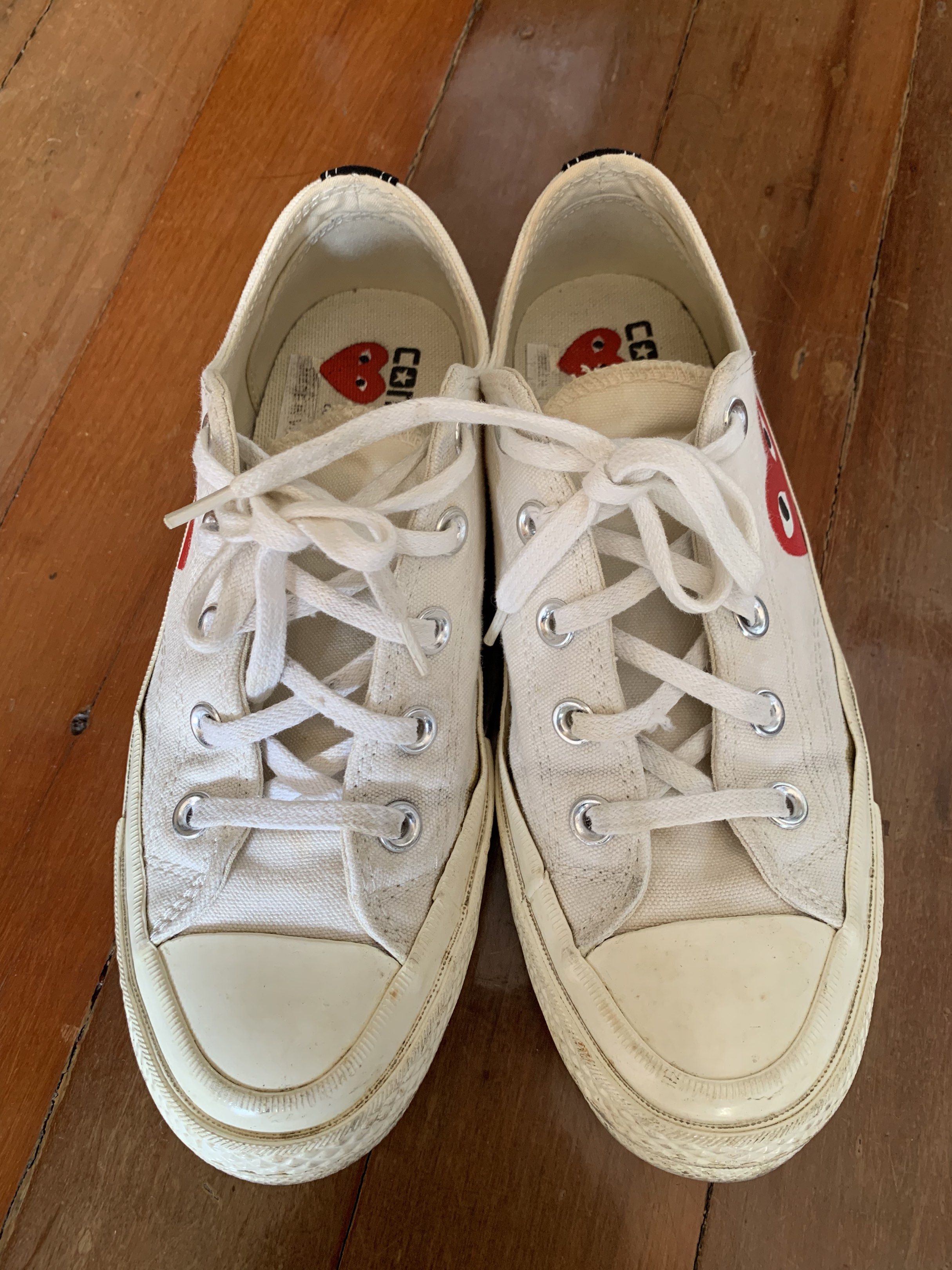 Authentic cdg converse (Category: Sneakers) located in Davao. Submitted by audstuff (Listing ID 1417092095, Image 1). Description: Authentic cdg converse Bought in the US What u see is what u get With signs of usage No box Size 37.