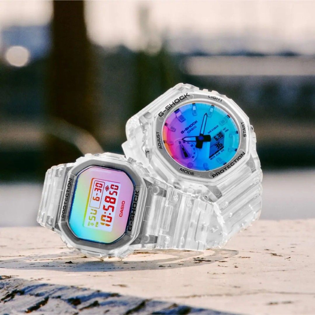 Casio G-Shock GA-2100SRS-7ADR (Category: Men's Watches) located in Quezon City. Submitted by tashadimps (Listing ID 1417127915, Image 2). Description: Authentic Casio G-Shock watch Features a unique iridescent dial and a transparent straps The model number is GA-2100SRS-7ADR Comes with its original box and tag Immerse yourself in brilliant iridescent color, the first-ever G- SHOCK with full-surface gradated crystal finish evoking reflected sunlig