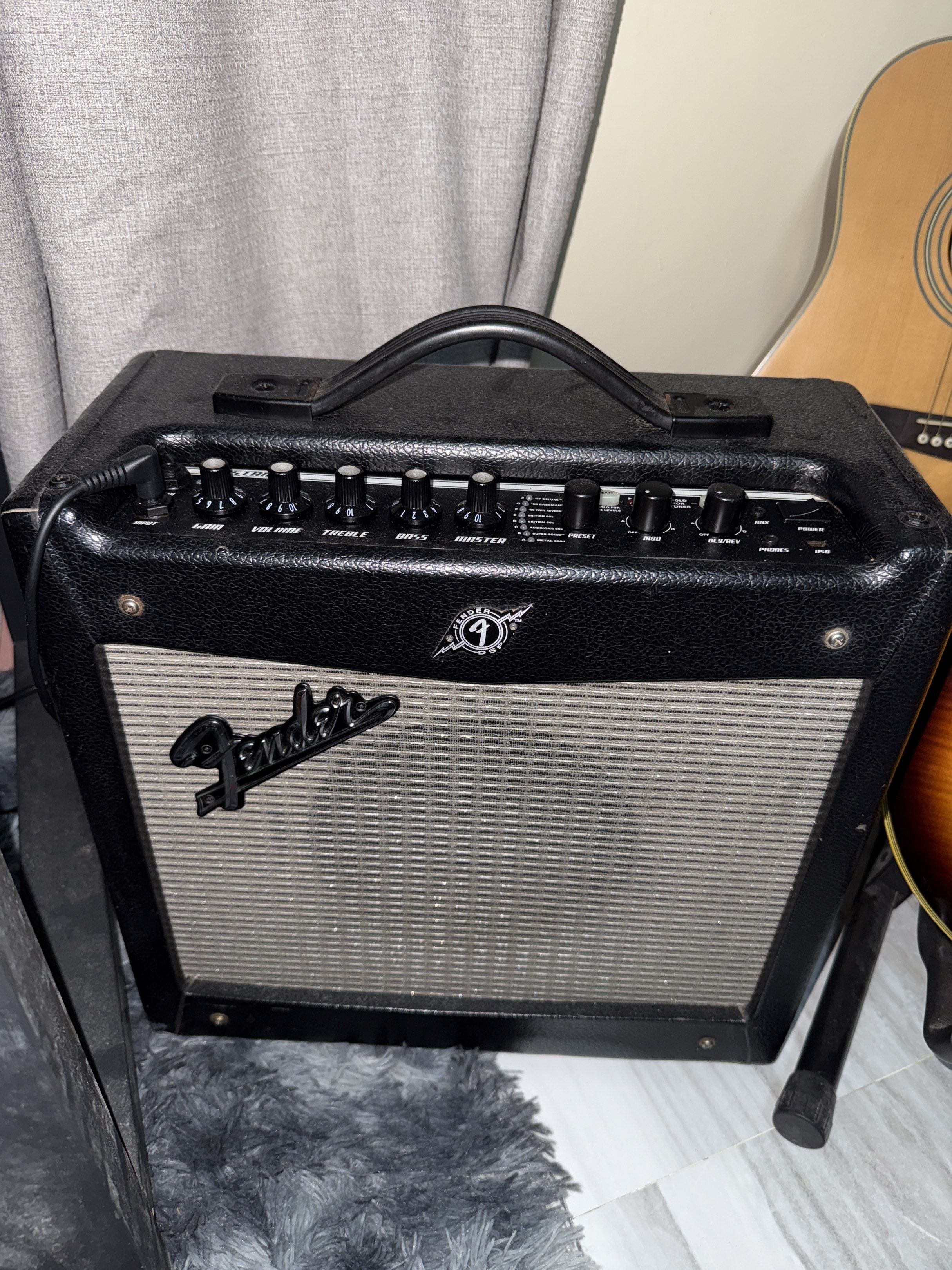 Fender Mustang I (v.2) Guitar Amplifier (Category: Musical Instruments) located in Quezon City. Submitted by edjsosls (Listing ID 1417205098, Image 1). Description: Modelling Amp Can also edit its effects via usb Perfect for bedroom practice.