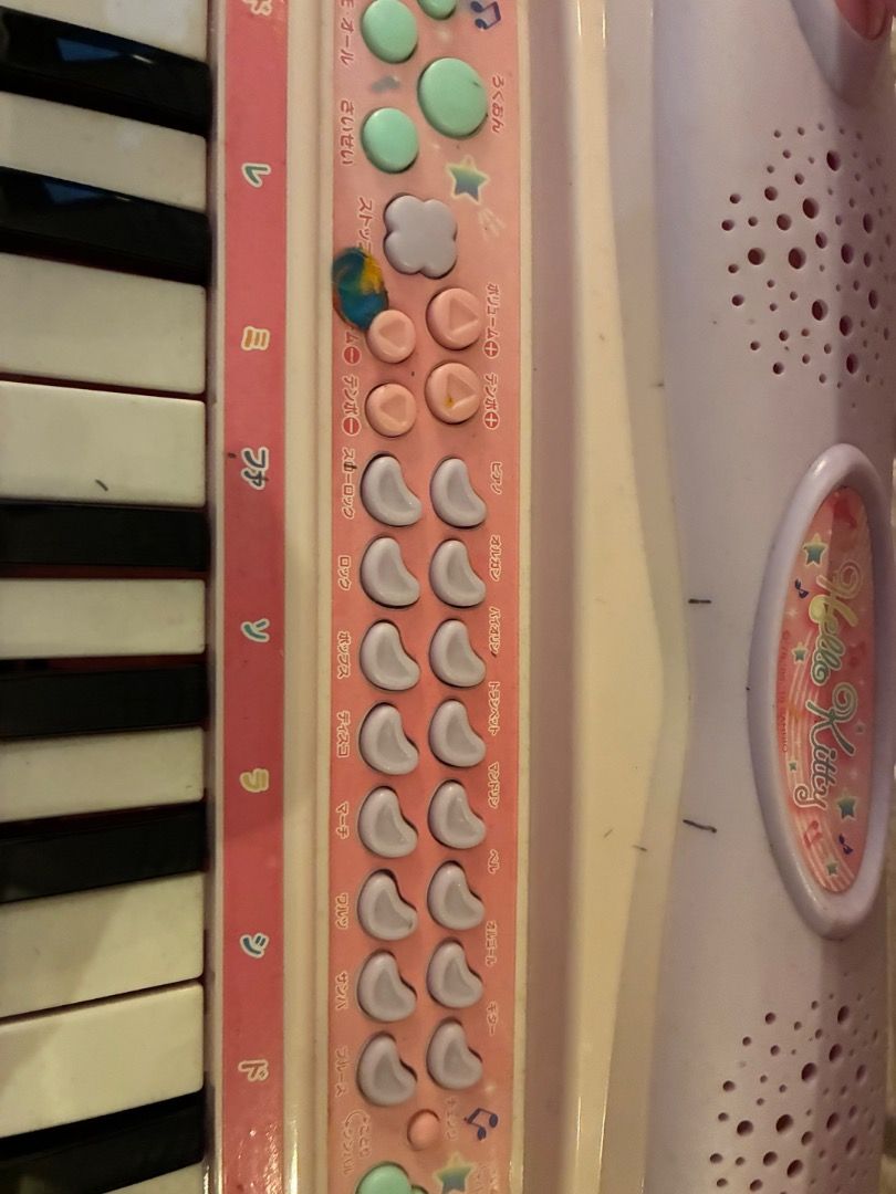 Hello Kitty Electronic Keyboard Piano (Category: Musical Instruments) located in Pasay City. Submitted by snowsnow161581 (Listing ID 1417031241, Image 3). Description: - Kitty themed electronic keyboard. - Pink design with Kitty graphics. - Includes small chair. - Features multiple sound options. - Plays pre-recorded melodies. - Ideal for young children..