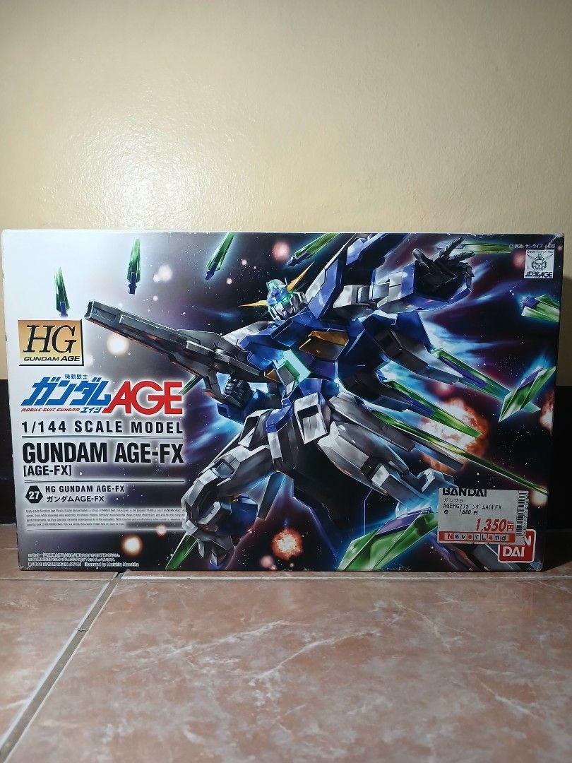 HG 1/144 Gundam AGE-FX Model Kit (Category: Gundam & Model Kits) located in Santa Rosa. Submitted by d_____esire (Listing ID 1417068305, Image 1). Description: - HG 1/144 Gundam AGE-FX model kit - Box art features dynamic poses - Includes Gundam AGE-FX and accessories - Box has minor shelf wear - Model kit is still sealed RFS: don't have time to build and just a gift.