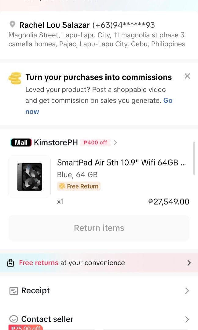 IPAD AIR (5th GEN) 64GB WIFI (Category: iPad) located in Cebu City. Submitted by lilsachiclosetph (Listing ID 1417169231, Image 3). Description: bought last year October in all good condition inclusion: cover, pen, mouse and keyboard,charger,box bought in kimstoreph (please check photo for reference) updated to latest OS rfs: upgrade for work.