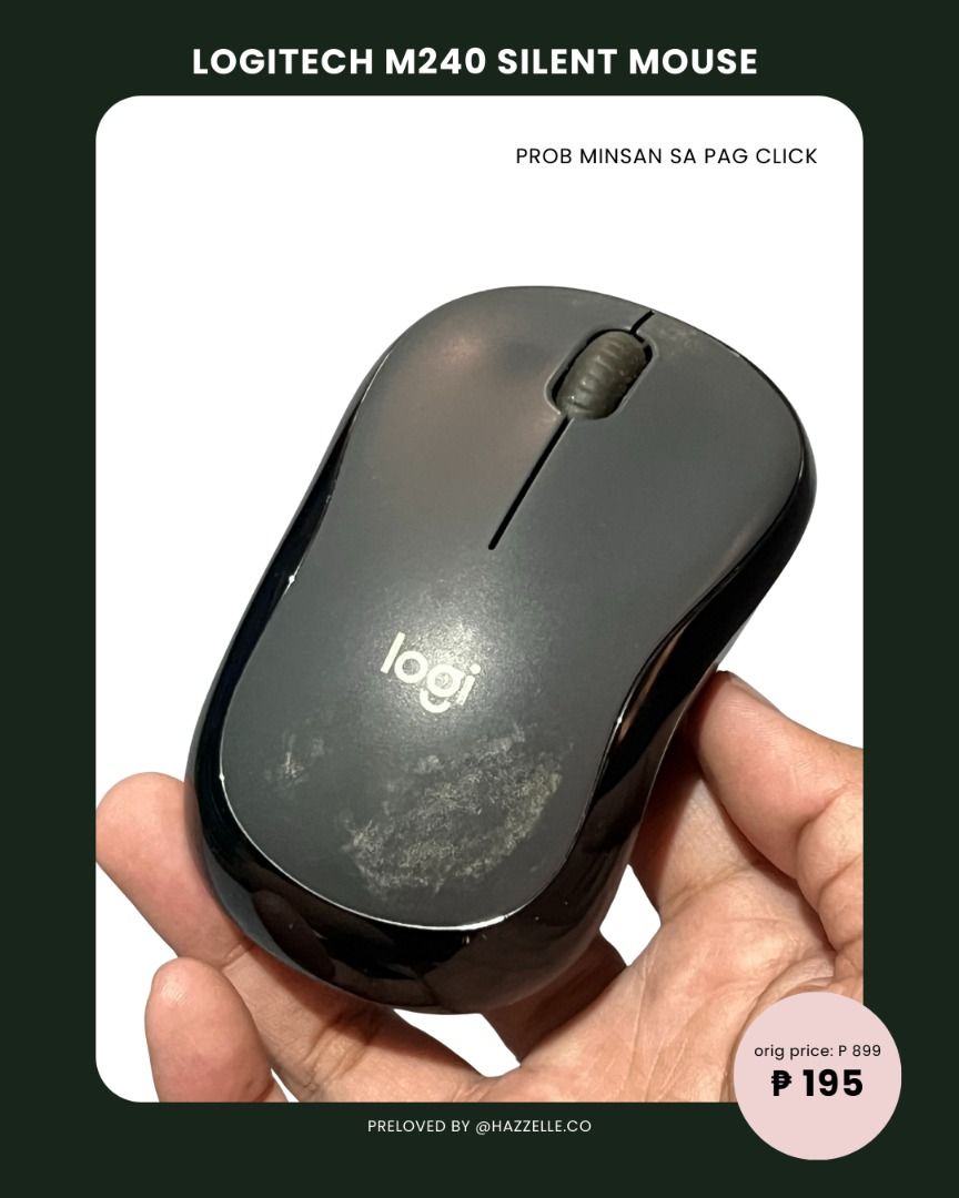 LOGITECH M240 SILENT MOUSE (Category: Mouse & Mousepads) located in Pasig City. Submitted by hazzelle.co (Listing ID 1417064424, Image 1). Description: .