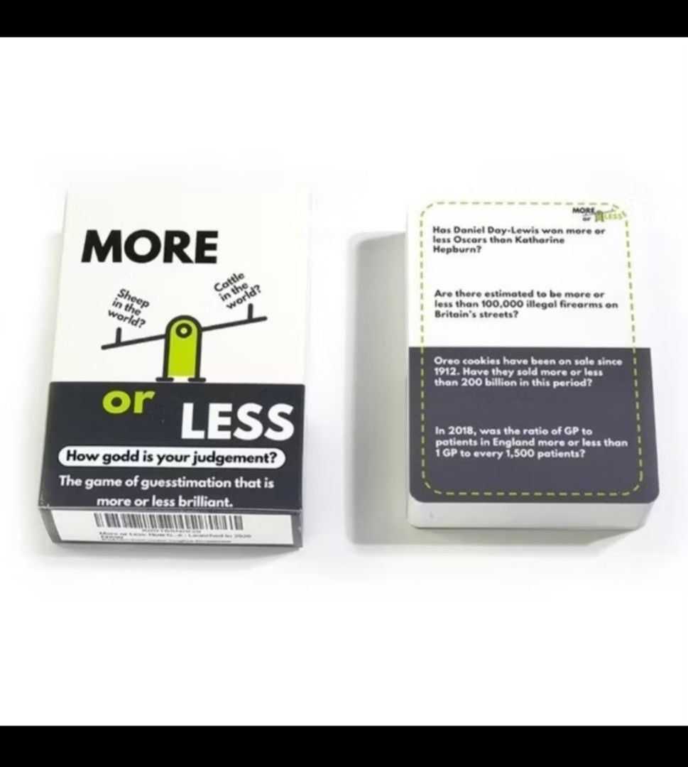 More or Less Card Game - Fun for All Ages!, Hobbies & Toys, Toys ...