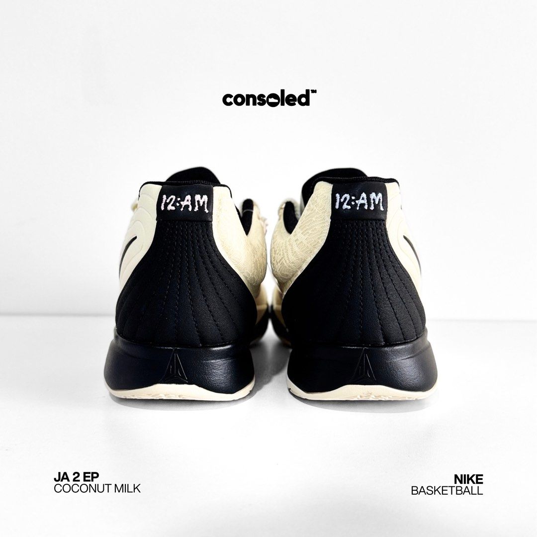 NIKE Ja 2 EP 'Coconut Milk' (Category: Sneakers) located in Taguig. Submitted by consoledph_ (Listing ID 1417206473, Image 3). Description: FOR SALE Nike Ja 2 EP 'Coconut Milk' US MEN Size 10 Brand New | Onhand | Complete w/ Box PHP 3495 Original photos posted. Meet-up or shipping available. Message here on Carousell for inquiries..