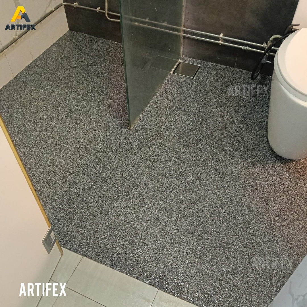 Overlay on tiles , Anti slip flooring , Flakes Epoxy , Bathroom ...