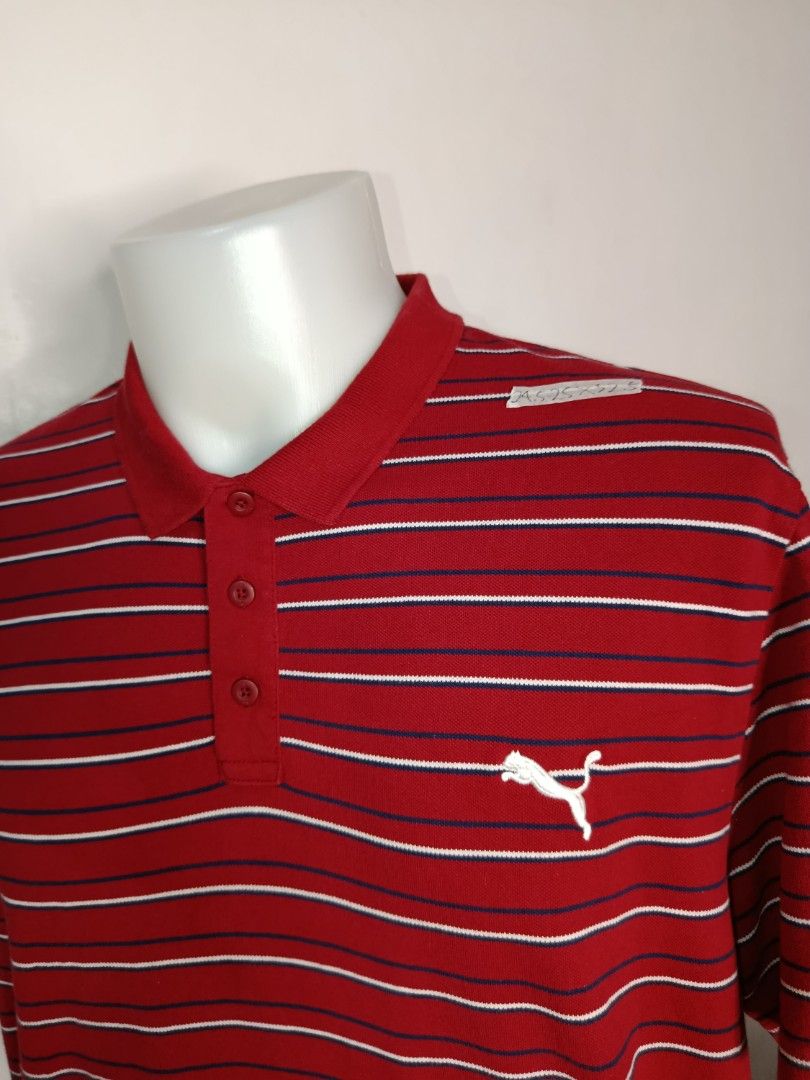 Puma Striped red Polo Shirt (Category: Tshirts & Polo Shirts ) located in Tabaco. Submitted by chicpolos (Listing ID 1417210598, Image 3). Description: - Puma polo shirt - Red and white stripes - Classic polo collar with 3 buttons - Puma logo on chest - Short sleeves - Regular fit - Size: XXL/2XL - 24.5 -25 x 32.5.
