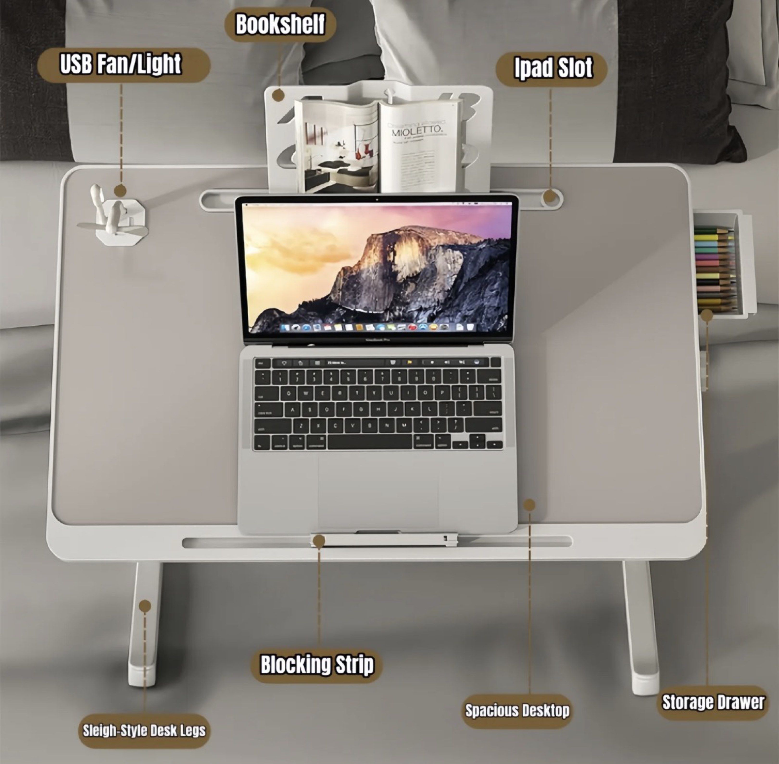 [SG Stock]Foldable Lift Table Laptop Desk For Bed Adjustable Notebook ...