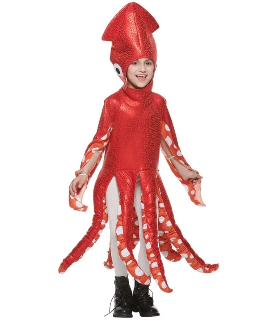 Squid Costume 4-6yo (Category: Babies & Kids Fashion) located in Manila. Submitted by declutter_777 (Listing ID 1417096003, Image 1). Description: used once for school activity length 79cm chest 71 cm waist 76cm.
