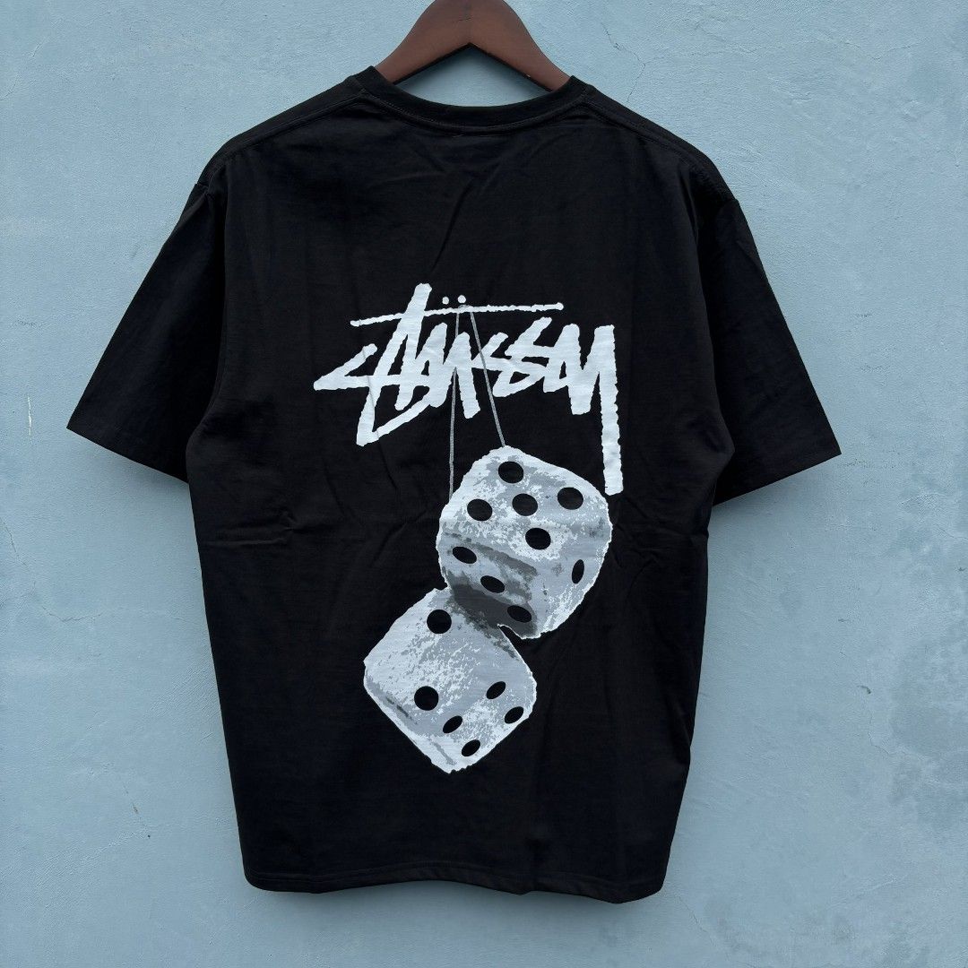 Stussy Shirt Dice BLACK:MEDIUM OVERSIZED @Lychee_ph_ on ig (Category: Tshirts & Polo Shirts ) located in Pasay City. Submitted by lychee_ph (Listing ID 1417088637, Image 1). Description: Chest width - 23 inches Body length - 29.75 inches sleeves - 9.5 inches.