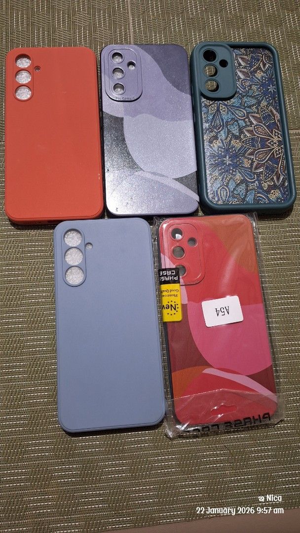Take all samsung a54 phone case (Category: Cases & Sleeves) located in Quezon City. Submitted by prelovedbox2016 (Listing ID 1417037974, Image 1). Description: - Samsung phone cases for sale! - Designs: Floral, abstract, and solid colors. - Includes a case for the A54 model. - Features: Camera and feature cutouts. - Available in multiple colors and styles..