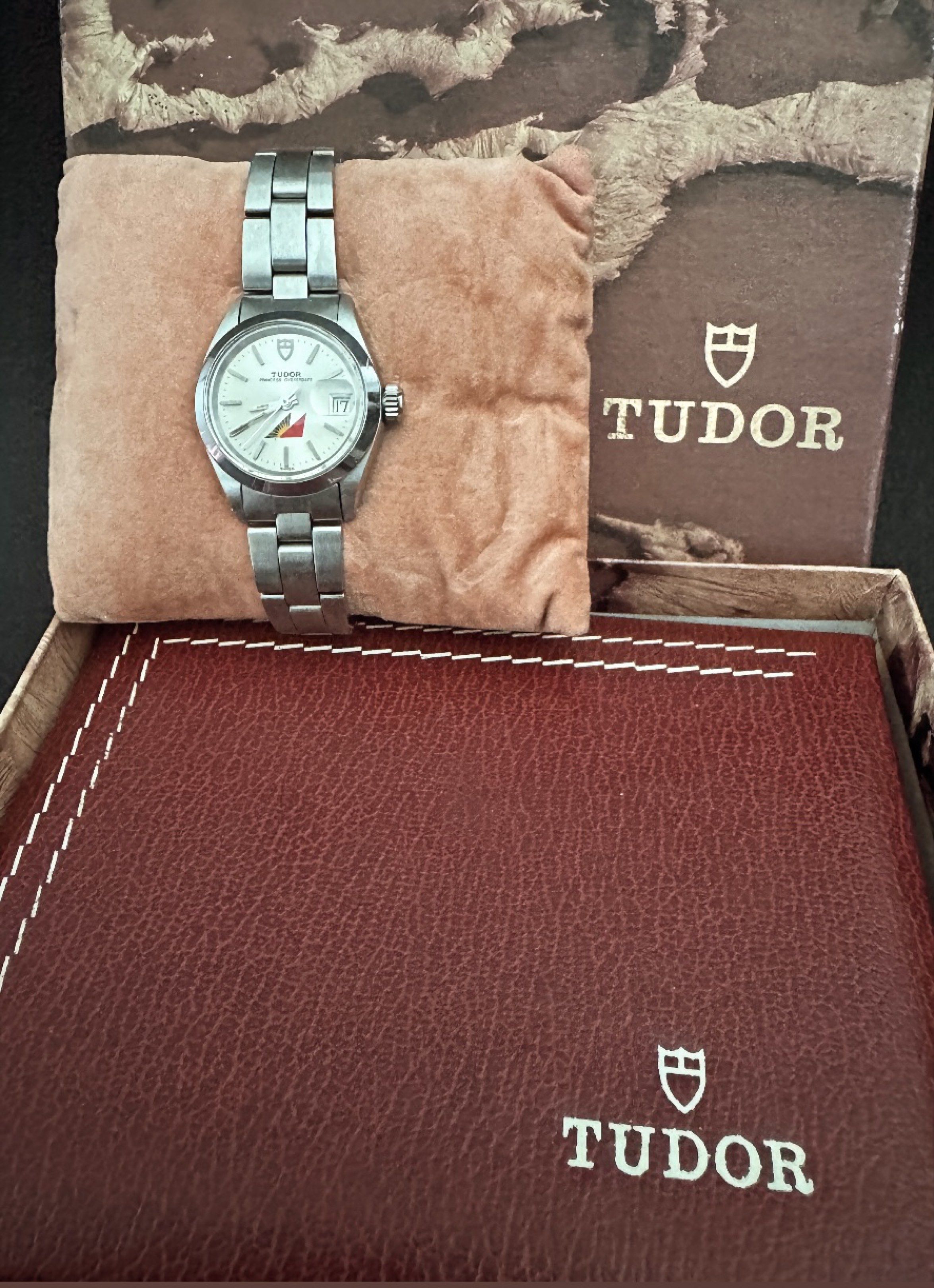 Tudor Professional Watch (Category: Luxury Watches) located in Muntinlupa City. Submitted by 521collective (Listing ID 1417117731, Image 1). Description: - Vintage Tudor Professional watch - Stainless steel bracelet - White dial - Date display - Silver-colored case and bracelet - Unique dial design - Includes original box Tudor Princess Date “PAL” Edition Philippine Airlines Edition Princess Date White Porcelain Dial Case Diameter: 25mm Automatic