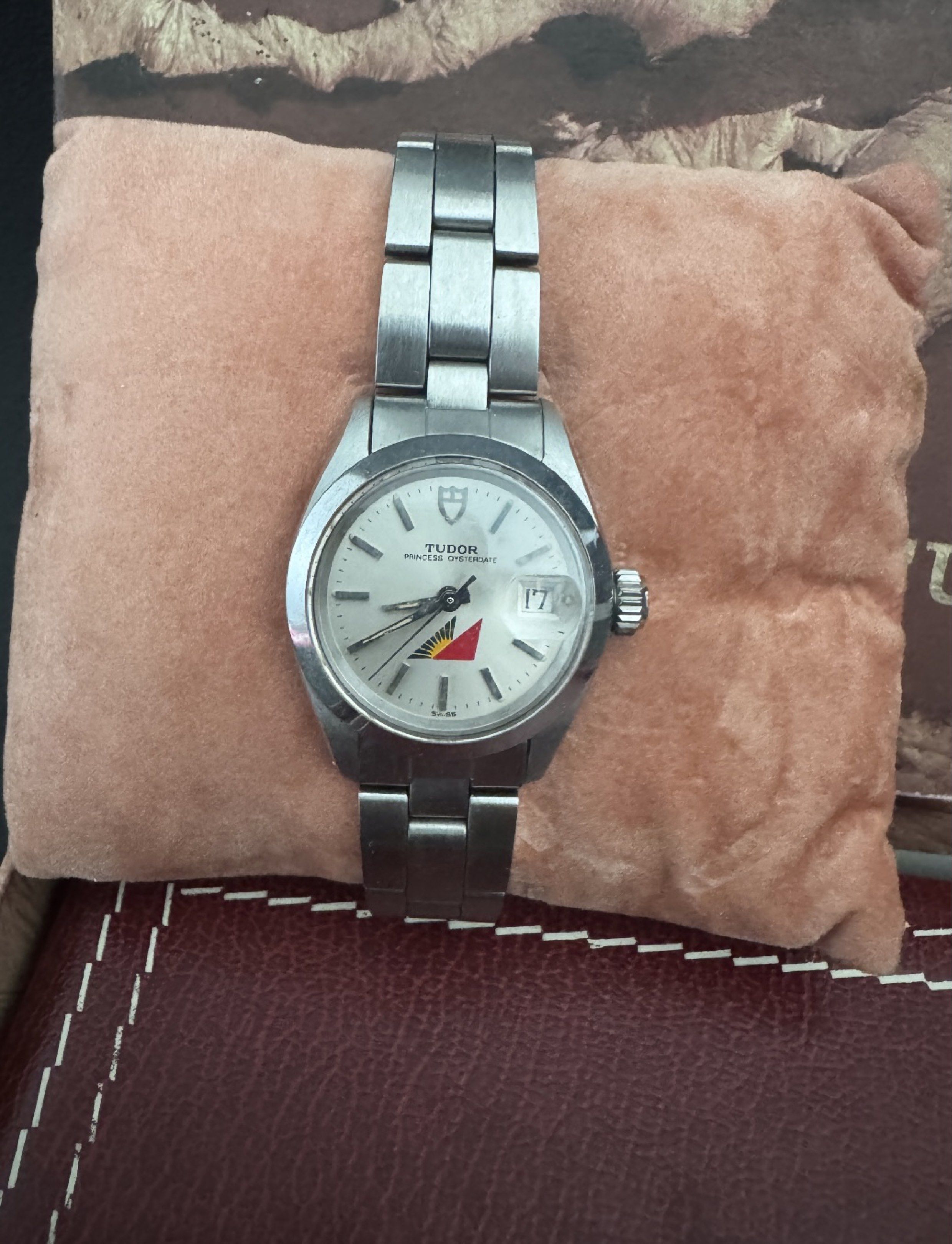 Tudor Professional Watch (Category: Luxury Watches) located in Muntinlupa City. Submitted by 521collective (Listing ID 1417117731, Image 2). Description: - Vintage Tudor Professional watch - Stainless steel bracelet - White dial - Date display - Silver-colored case and bracelet - Unique dial design - Includes original box Tudor Princess Date “PAL” Edition Philippine Airlines Edition Princess Date White Porcelain Dial Case Diameter: 25mm Automatic