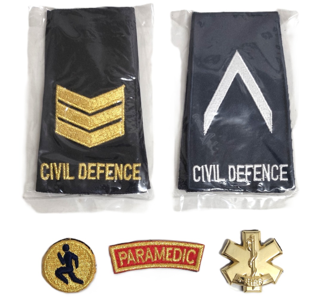 $8 each. SCDF Paramedic Velcro patch sew / Civil defense rank gold no.3 ...