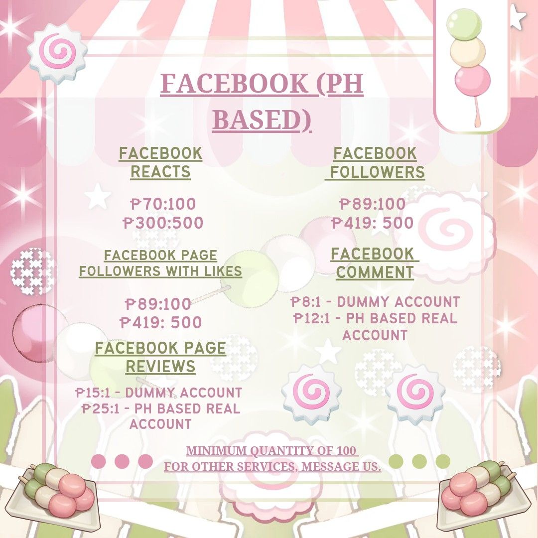 ⛩️ Boost facebook ph based 🇵🇭🇵🇭 (Category: Game Gift Cards & Accounts) located in Caloocan City. Submitted by medishoppee_ph (Listing ID 1417278163, Image 1). Description: info ⑇ what is boosting? boosting, from the word itself, is increasing the number of likes, followers, and shares of a certain account or post in just a short period of time (minutes to hours/days). ⑇ is it safe? yes, this is safe. (1) account login details won't be asked; 