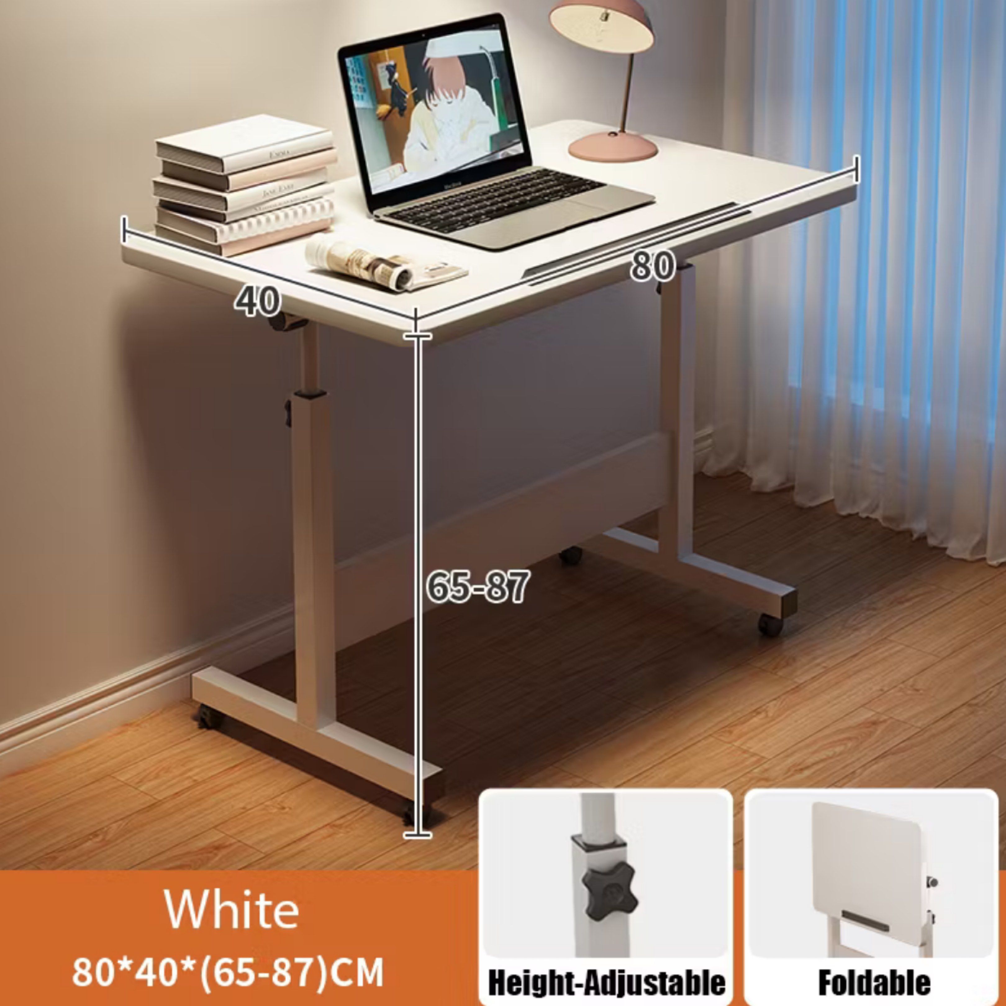 Adjustable Folding Study Table with Wheels | Height-Adjustable Computer ...